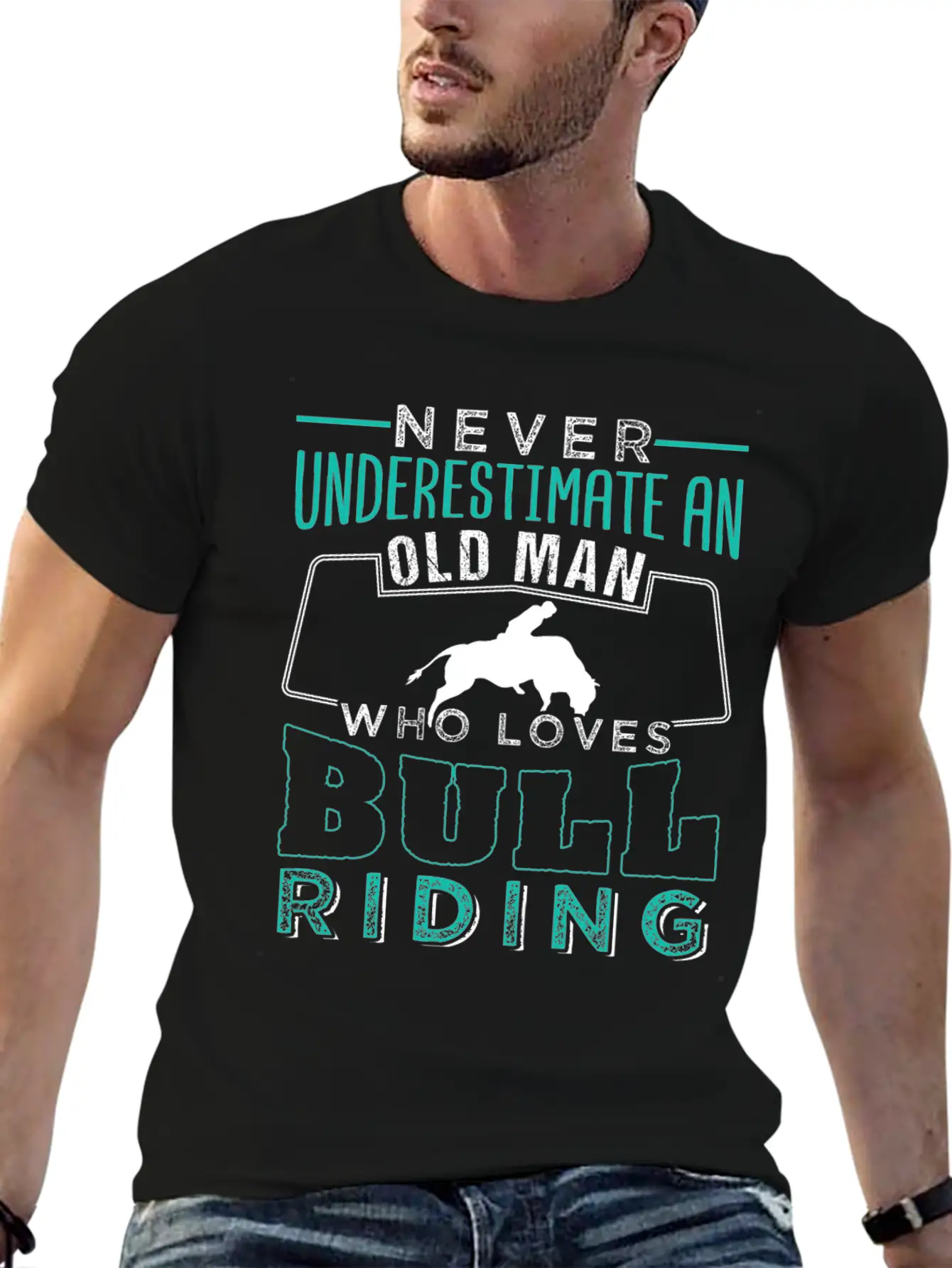Old Man Who Loves Bull Riding Essential Cotton Tee For Daily Outfits – Unisex Style
