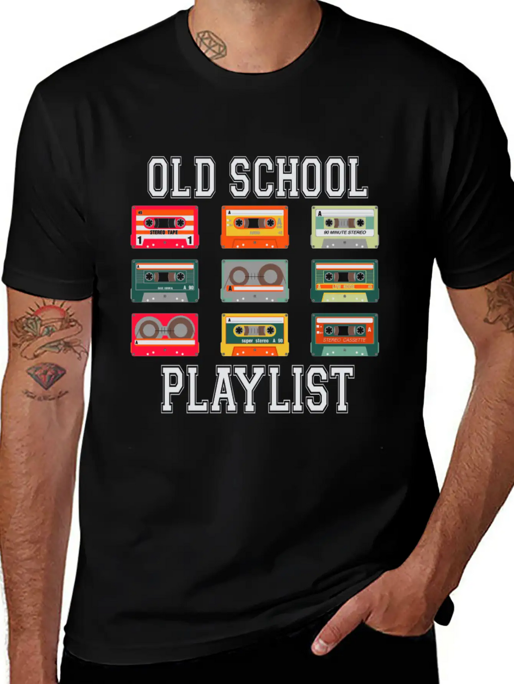 Old School Playlist Tee Breathable Graphic T-Shirt – Perfect For Casual Days