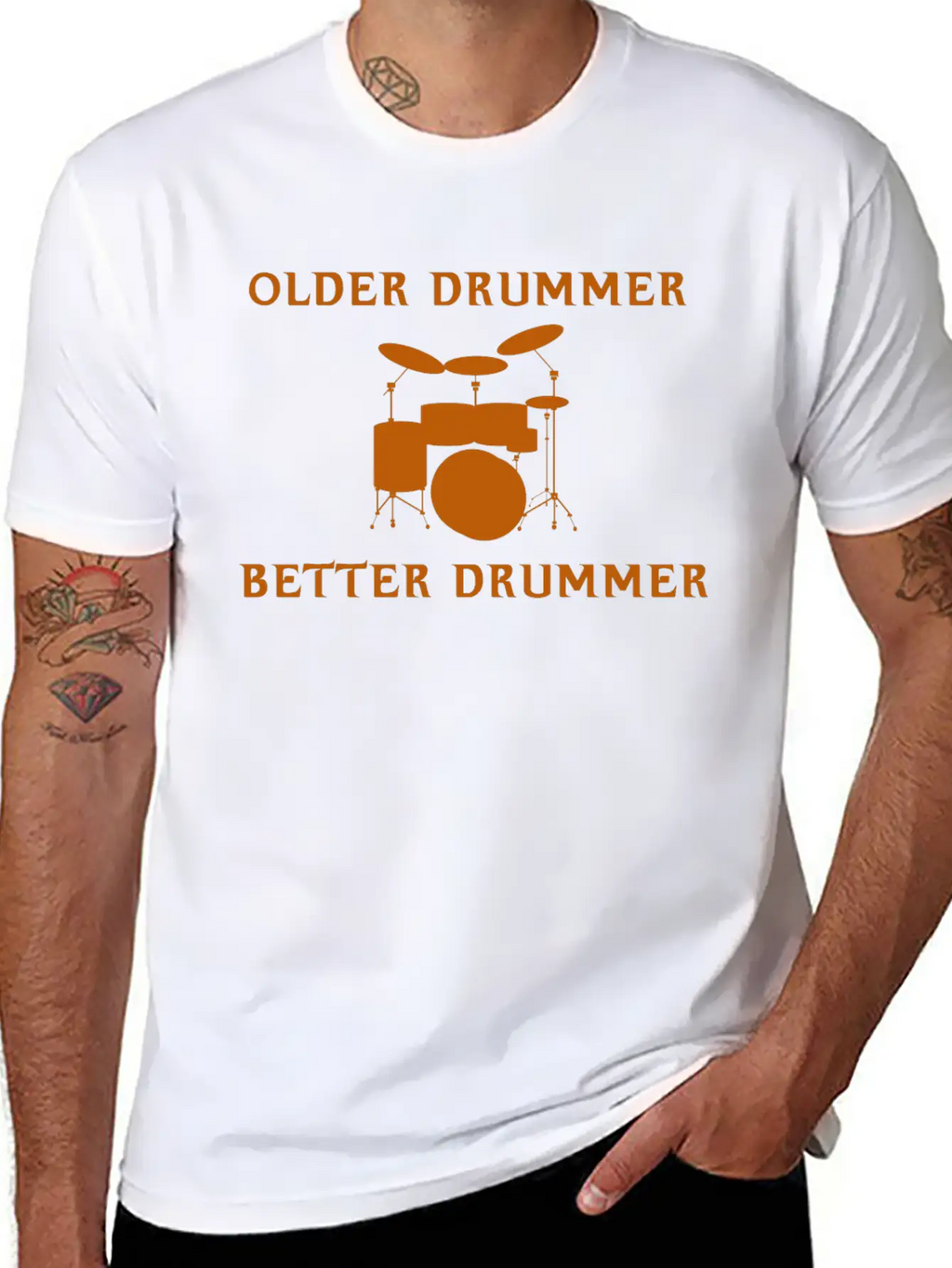 Older Drummer, Better Drummer Breathable Soft Cotton T-Shirt – Timeless Casual Look