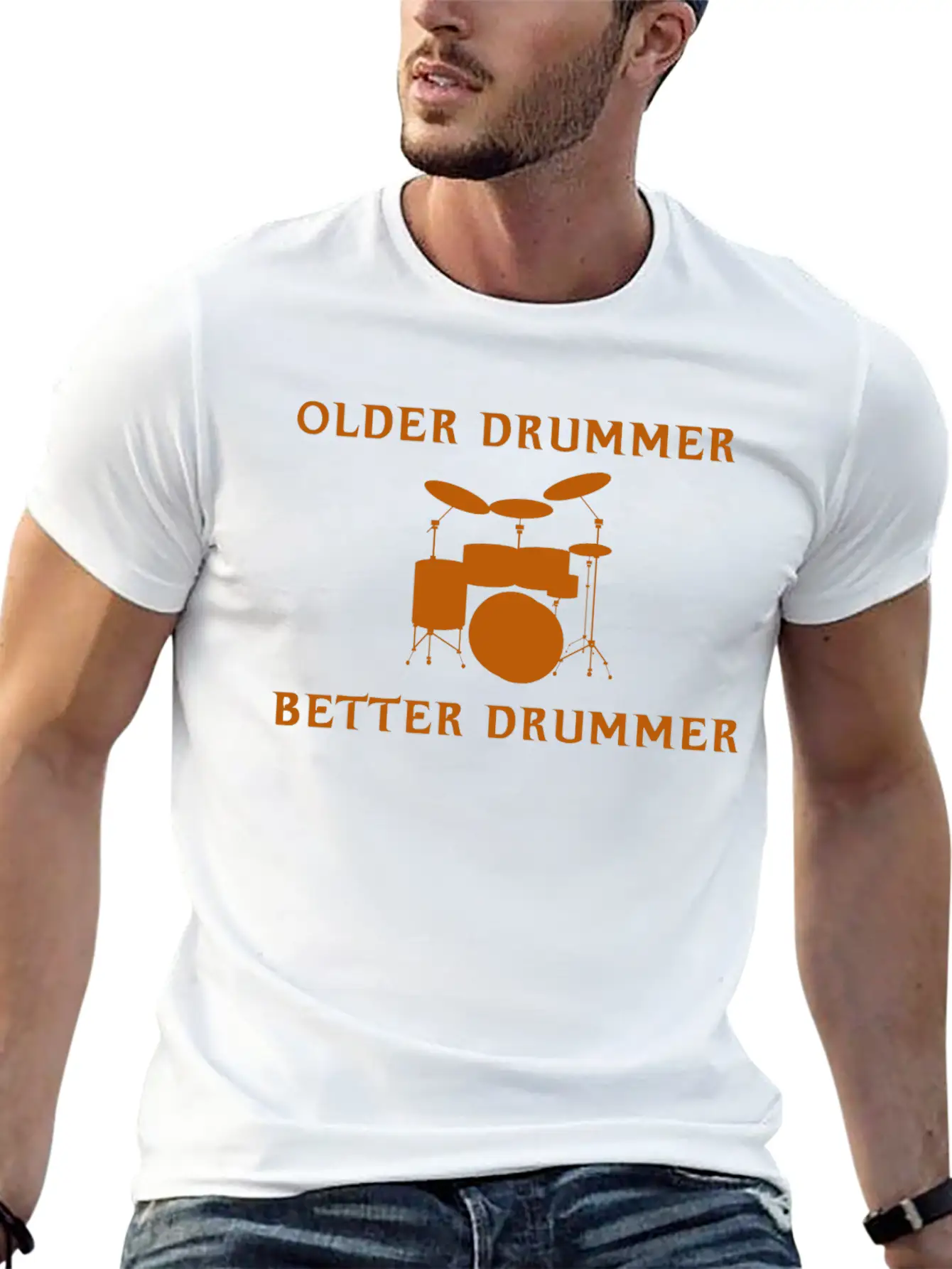 Older Drummer, Better Drummer Breathable Soft Cotton T-Shirt – Timeless Casual Look