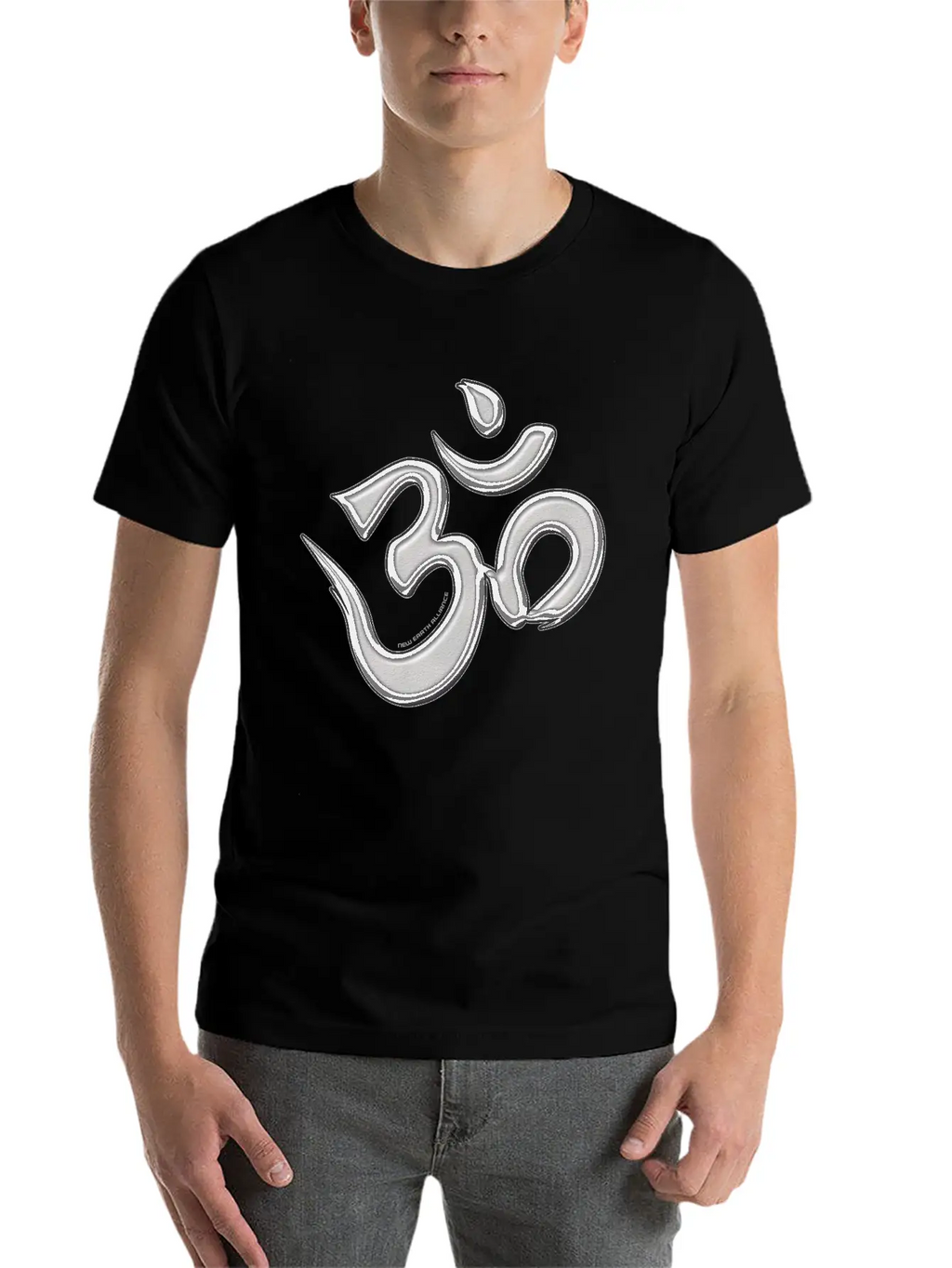 OM Mantra Logo 01 - Silver - New Earth Alliance Essential Unisex Summer Tee – Soft Cotton Casual Fit