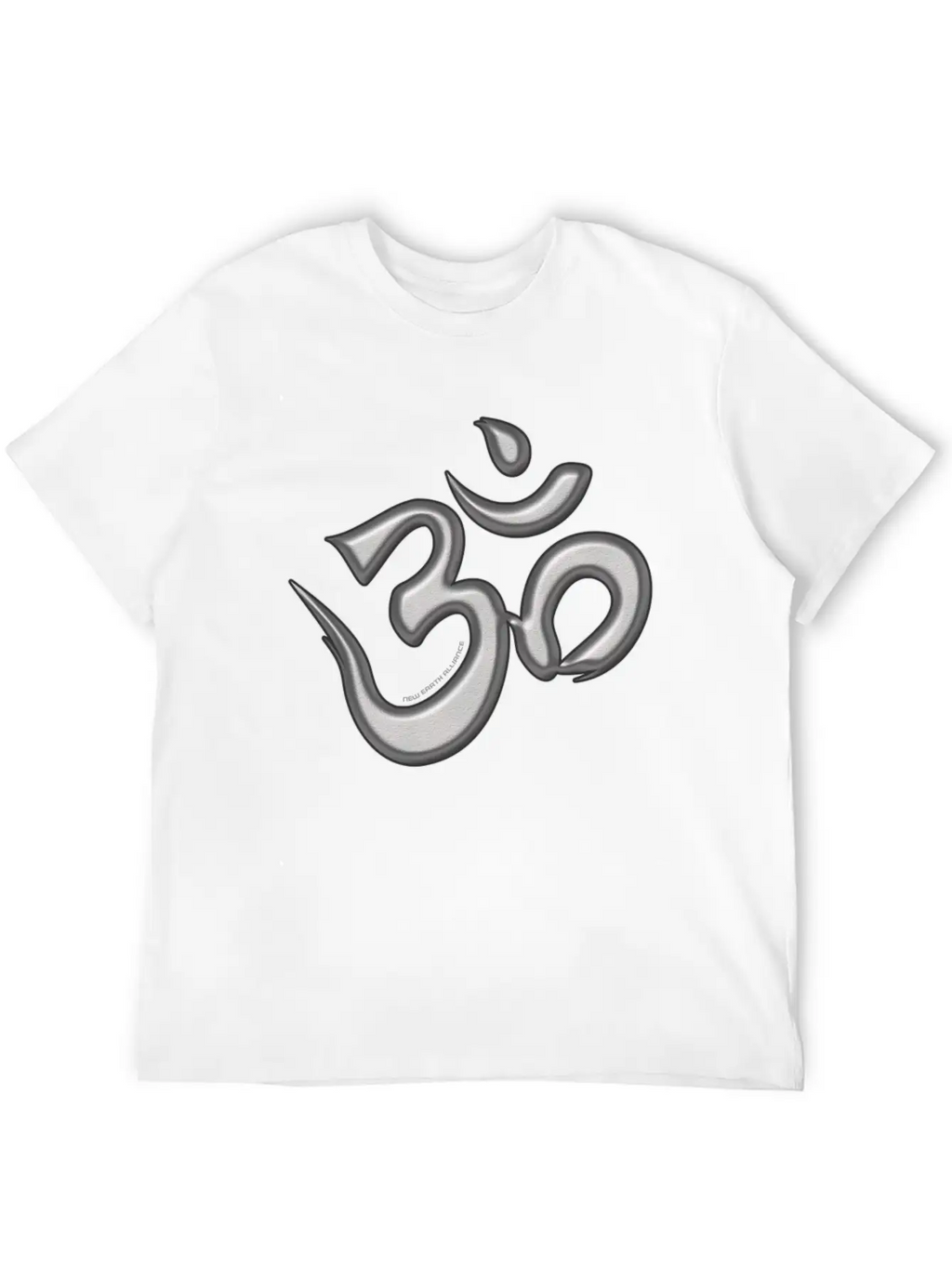 OM Mantra Logo 01 - Silver - New Earth Alliance Essential Unisex Summer Tee – Soft Cotton Casual Fit