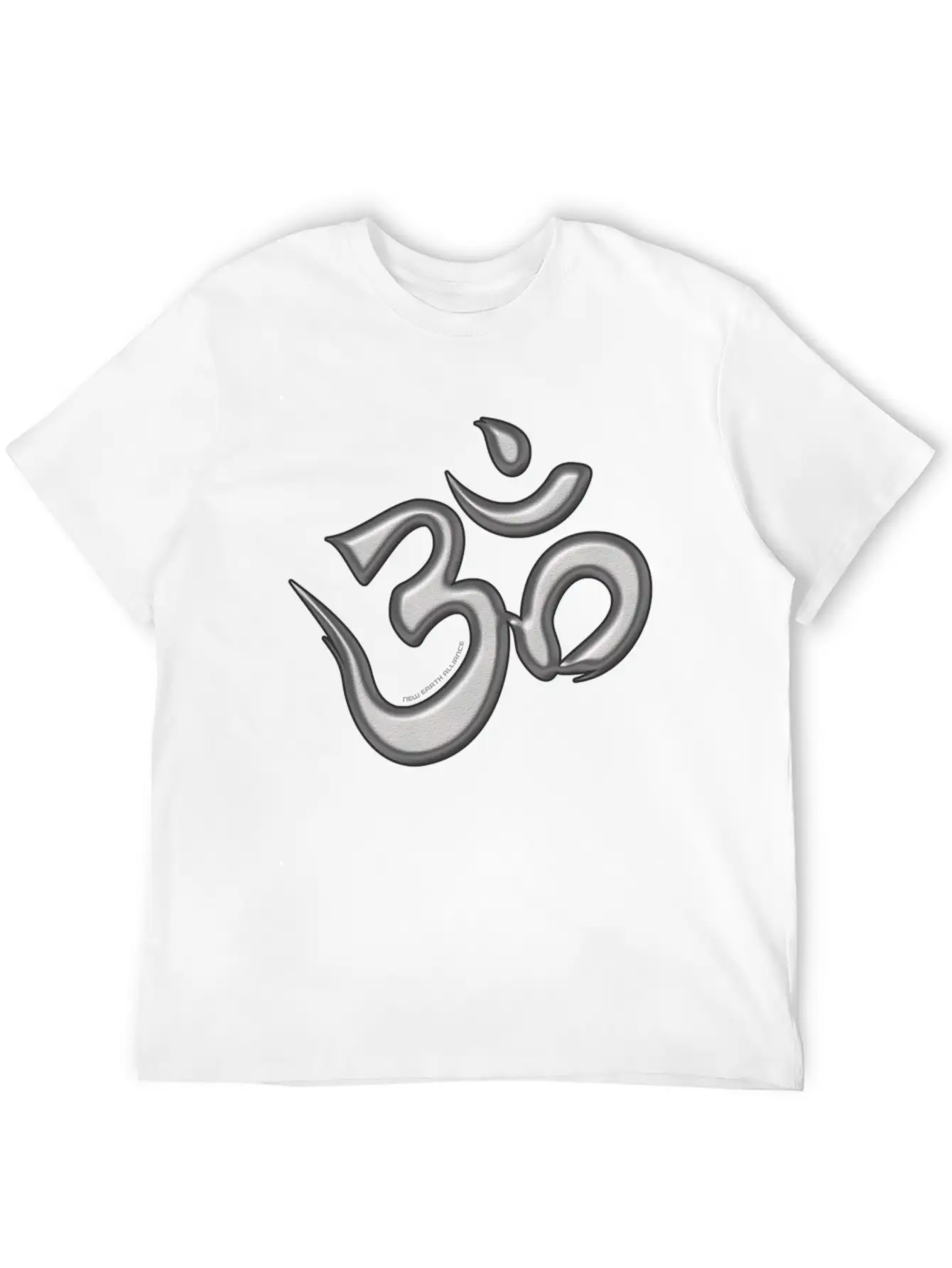 OM Mantra Logo 01 - Silver - New Earth Alliance Essential Unisex Summer Tee – Soft Cotton Casual Fit