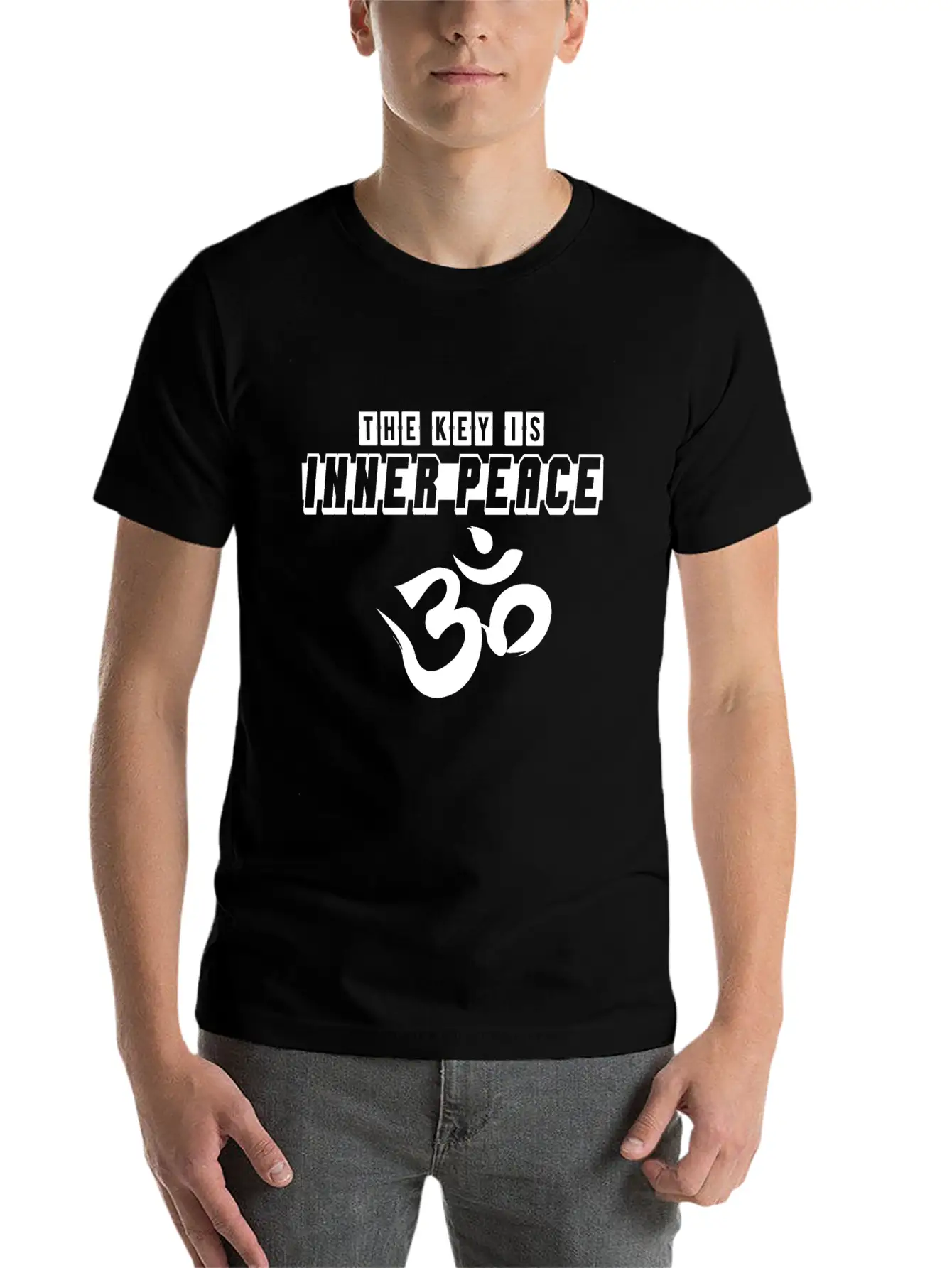 OM The Key Is Inner Peace Modern Fit Casual T-Shirt – Clean And Versatile Design