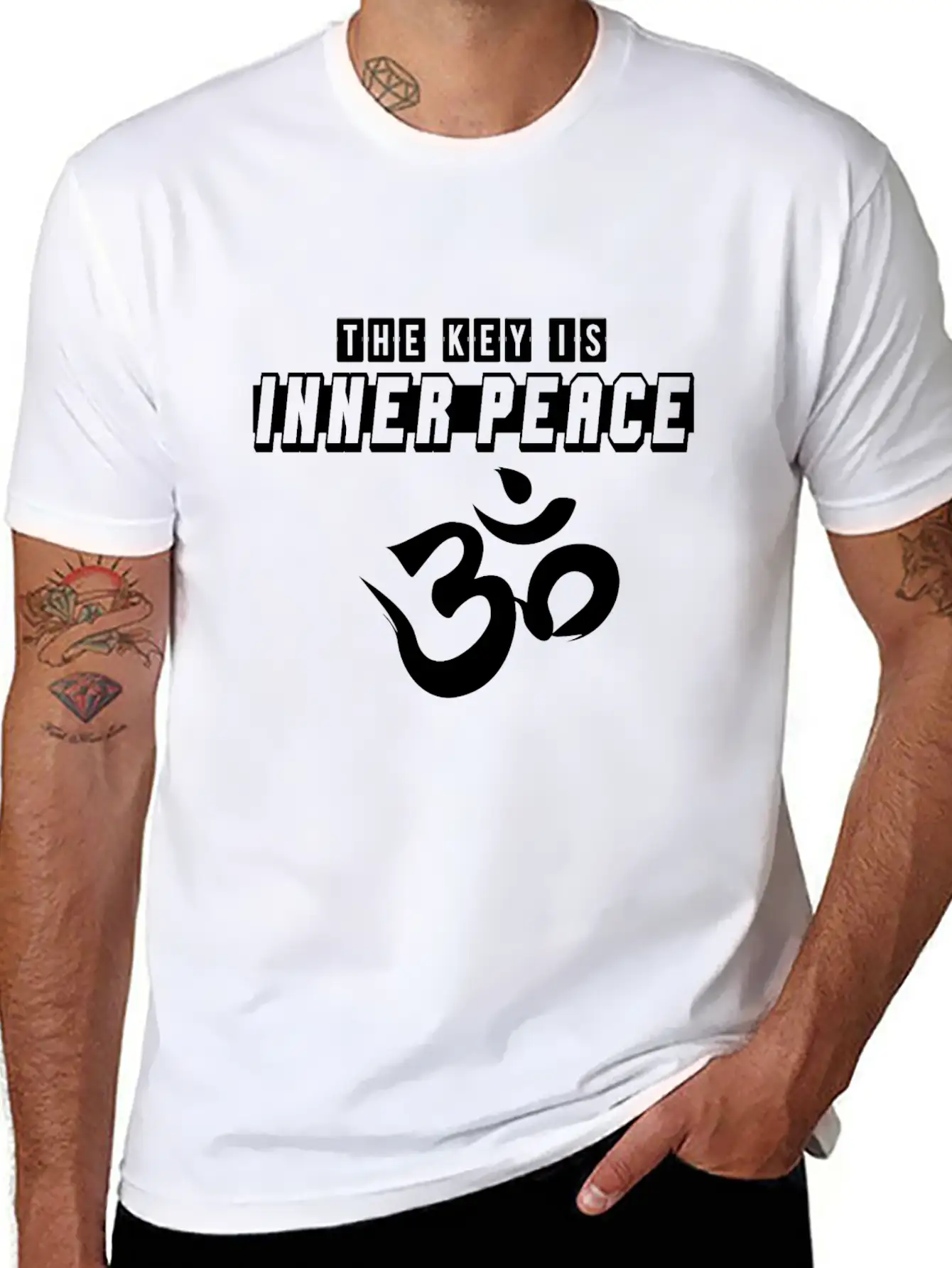 OM The Key Is Inner Peace Modern Fit Casual T-Shirt – Clean And Versatile Design