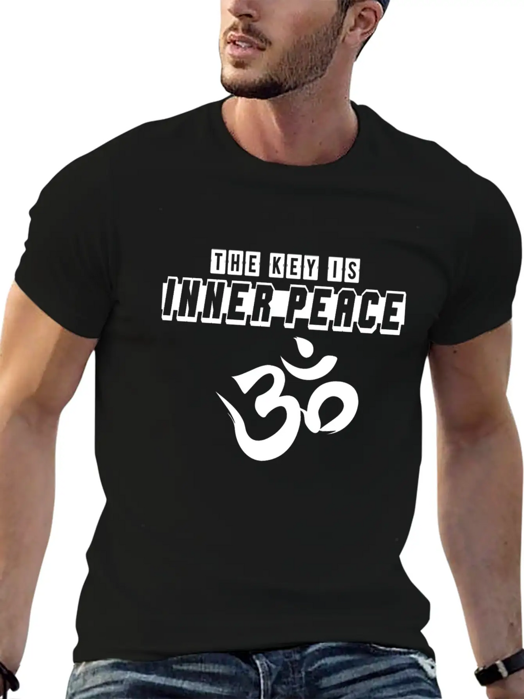 OM The Key Is Inner Peace Modern Fit Casual T-Shirt – Clean And Versatile Design
