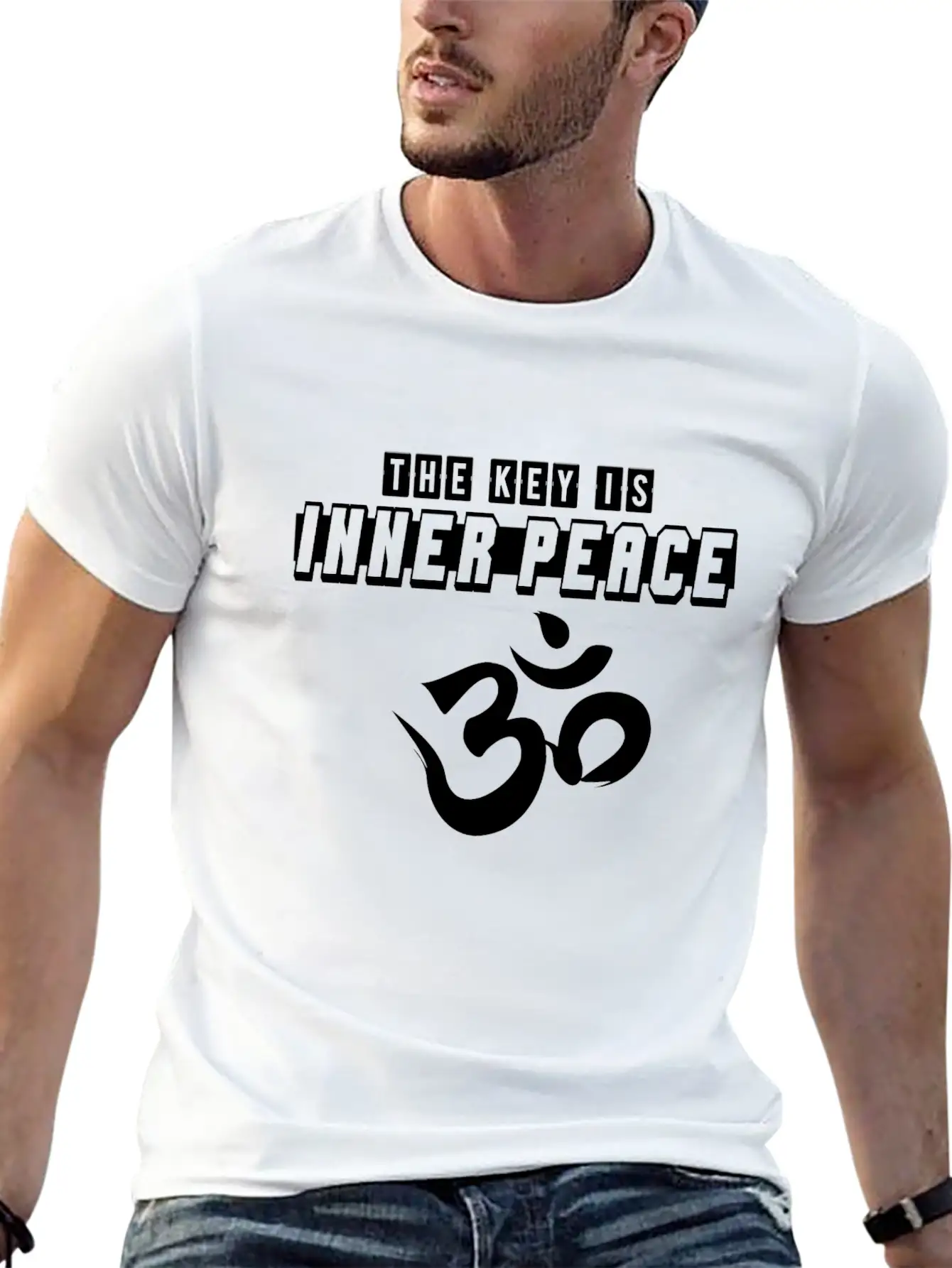 OM The Key Is Inner Peace Modern Fit Casual T-Shirt – Clean And Versatile Design