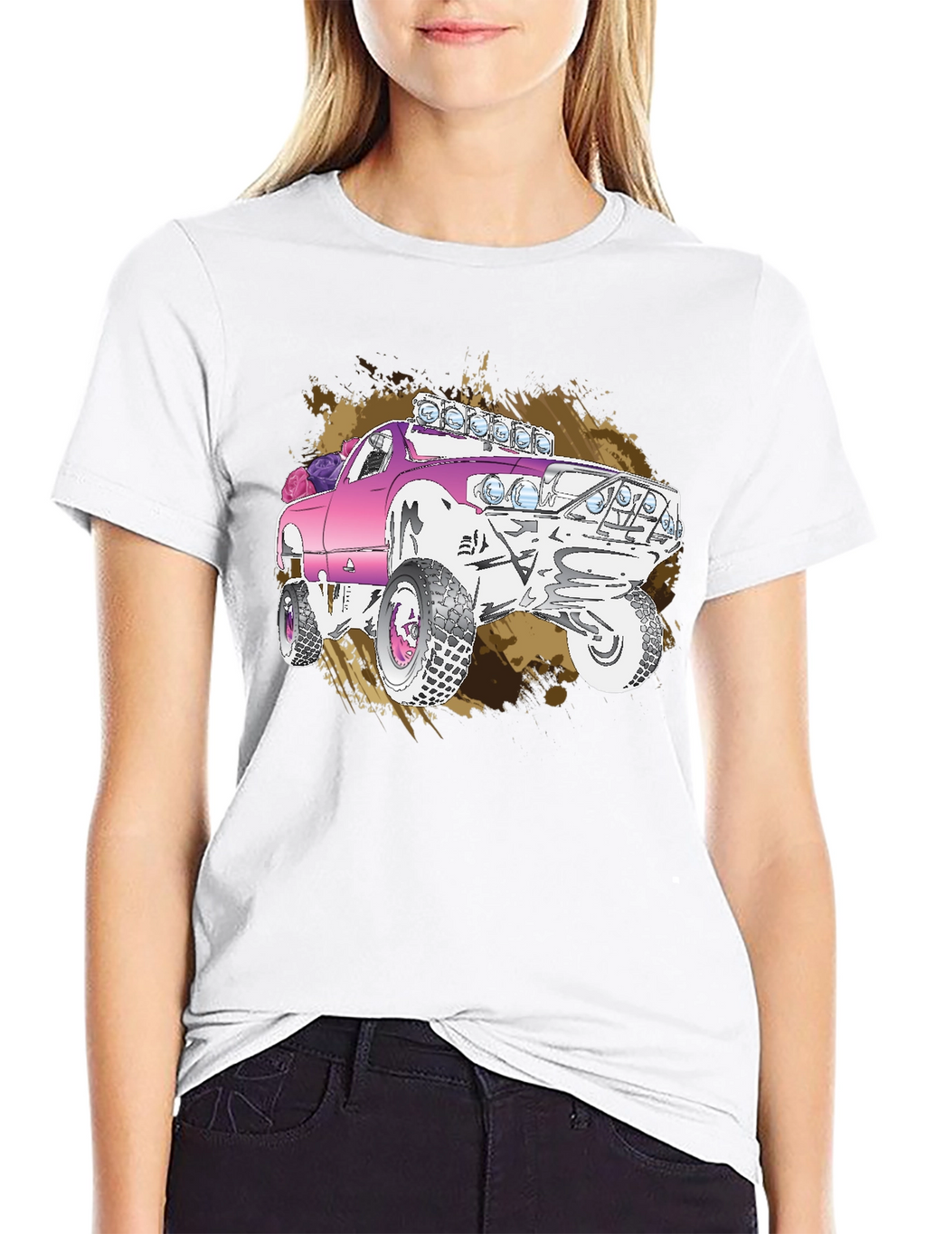 Pink Monster Truck Graphic T-Shirt