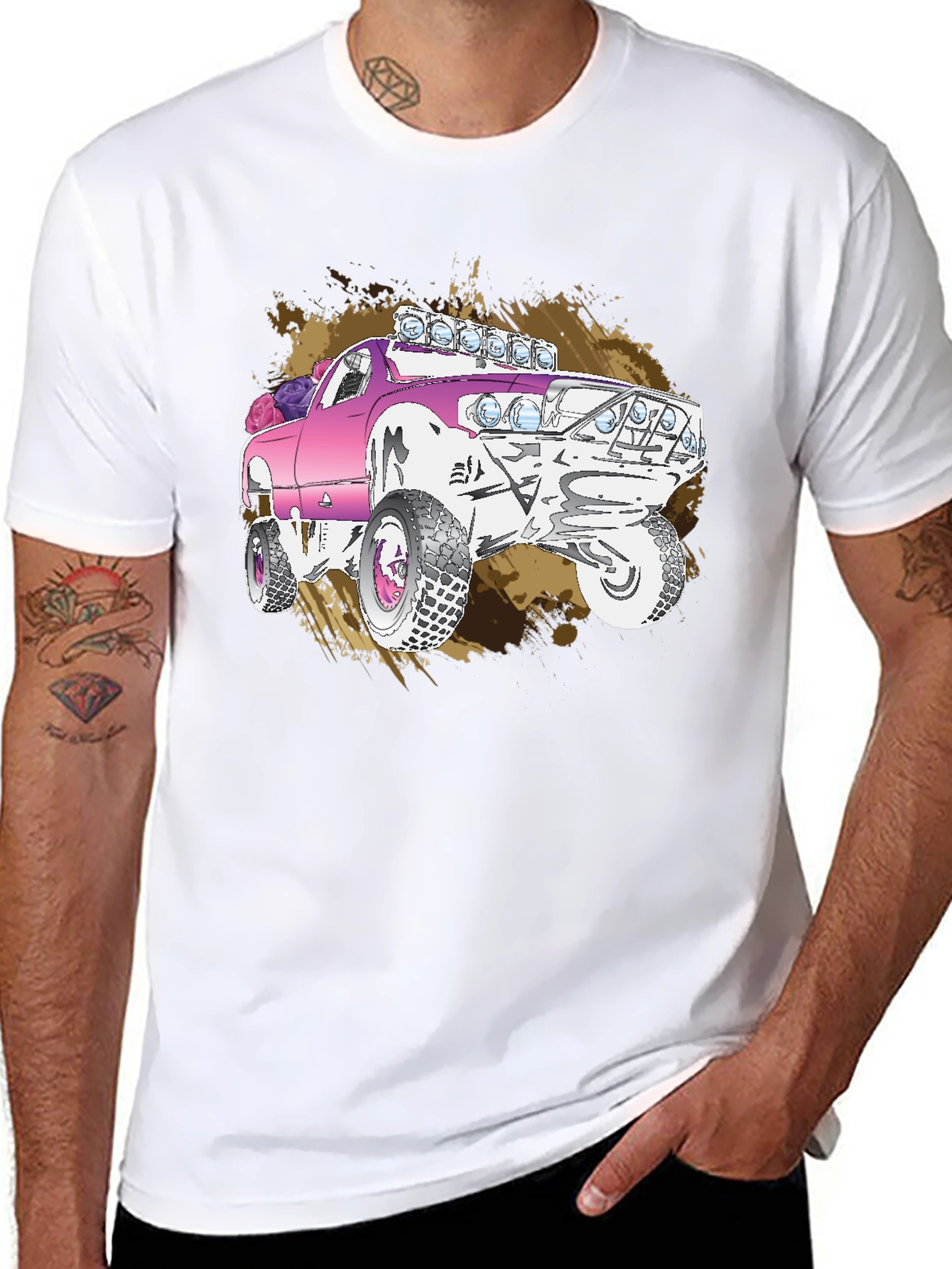 Pink Monster Truck Graphic T-Shirt