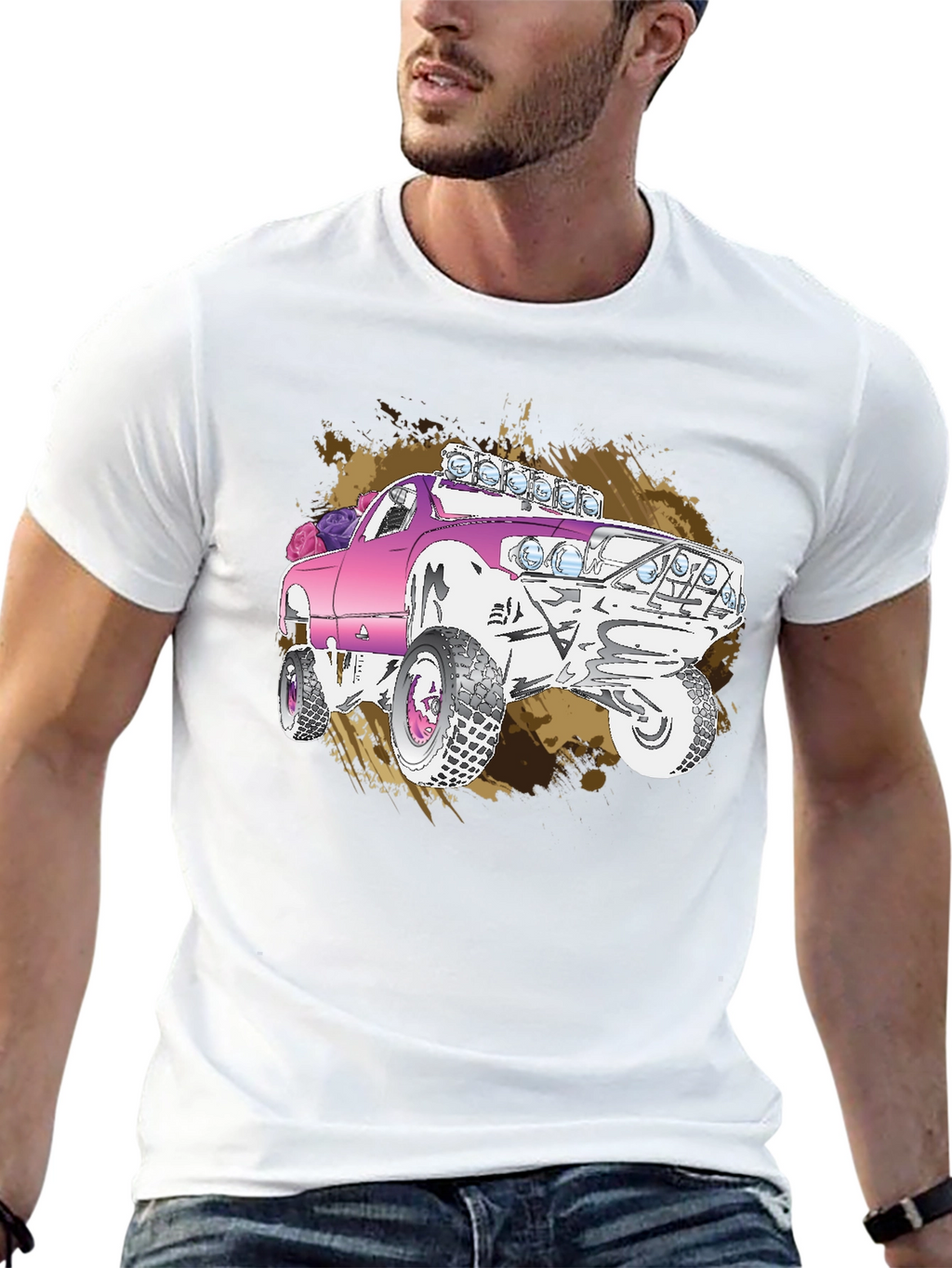 Pink Monster Truck Graphic T-Shirt