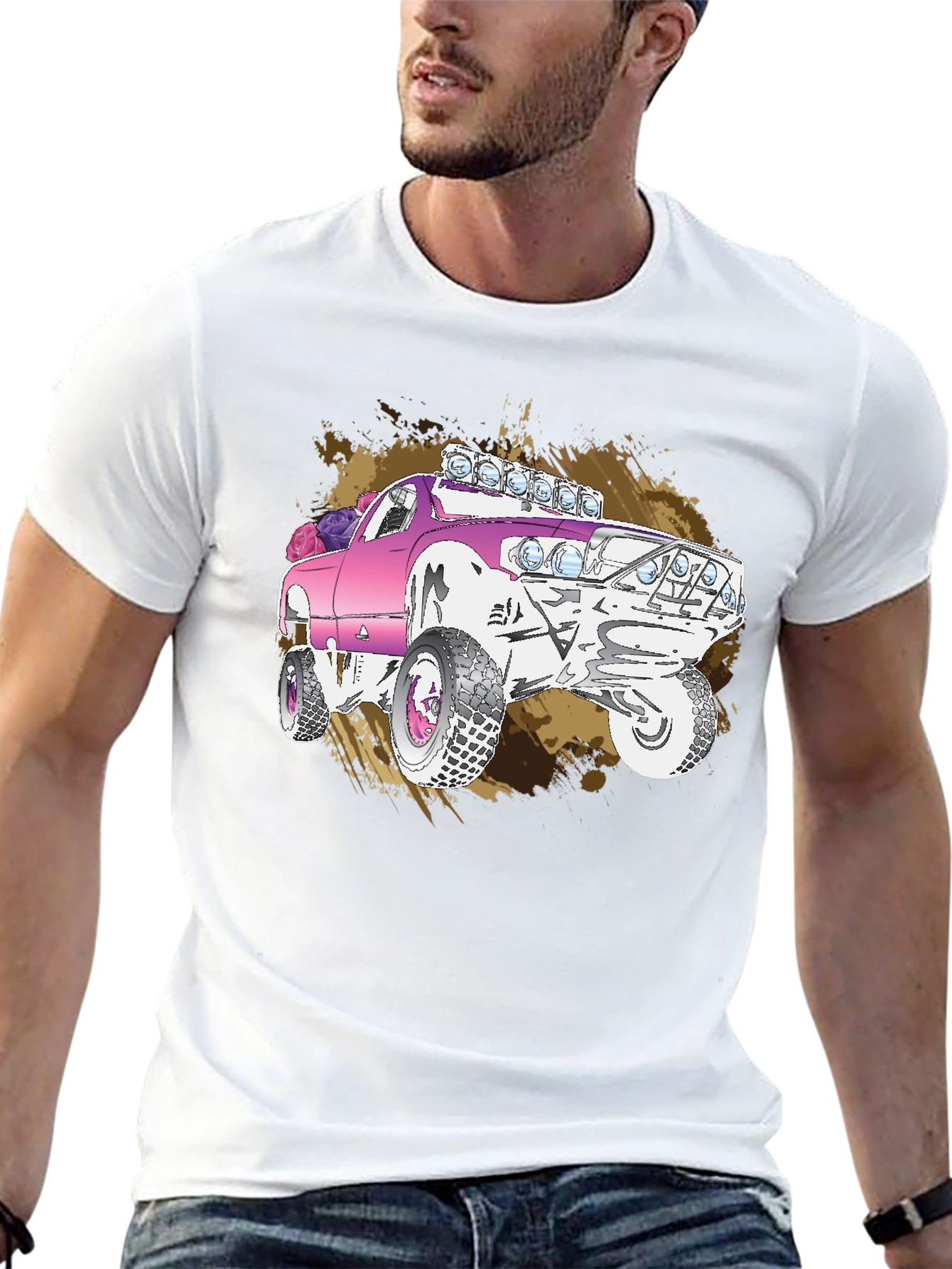 Pink Monster Truck Graphic T-Shirt