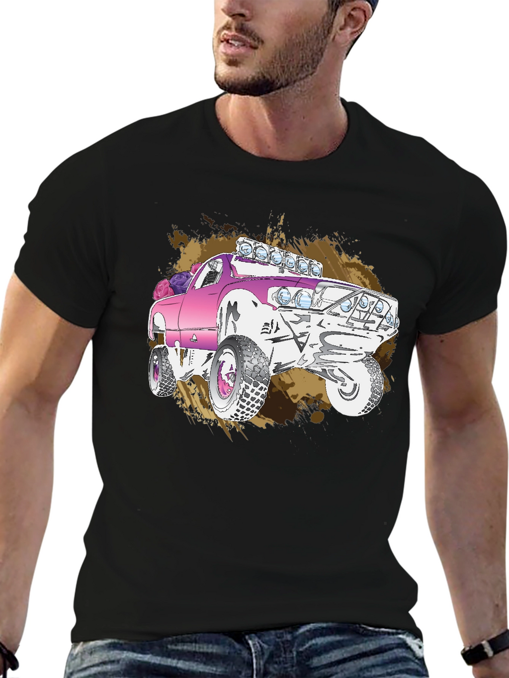 Pink Monster Truck Graphic T-Shirt