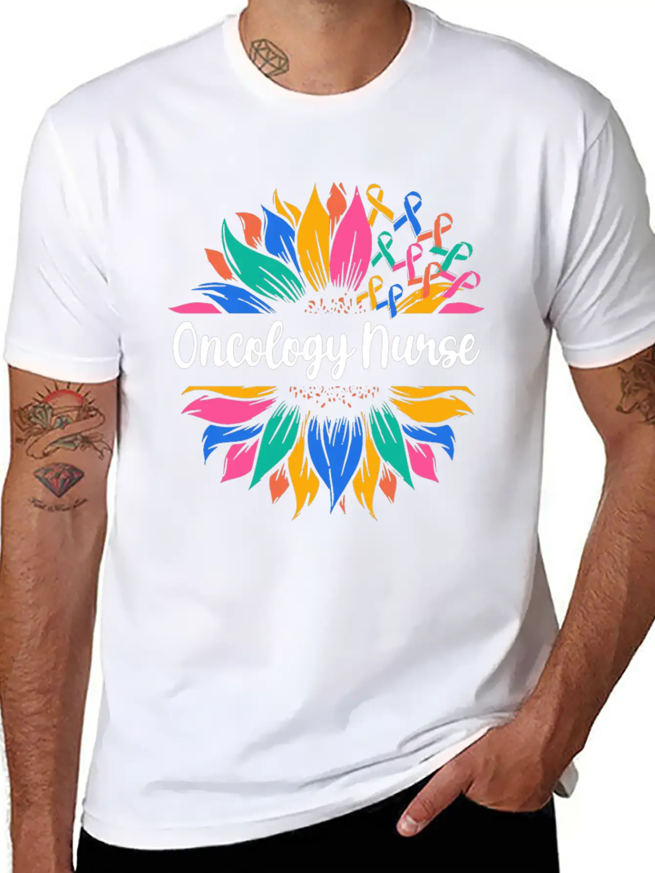 Oncology Nurse Sunflower Basic Graphic T-Shirt – Daily Comfort In Soft Cotton