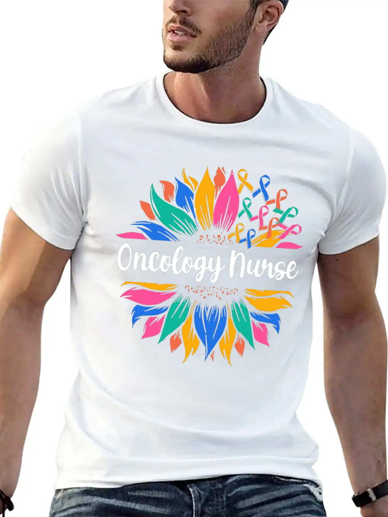 Oncology Nurse Sunflower Basic Graphic T-Shirt – Daily Comfort In Soft Cotton