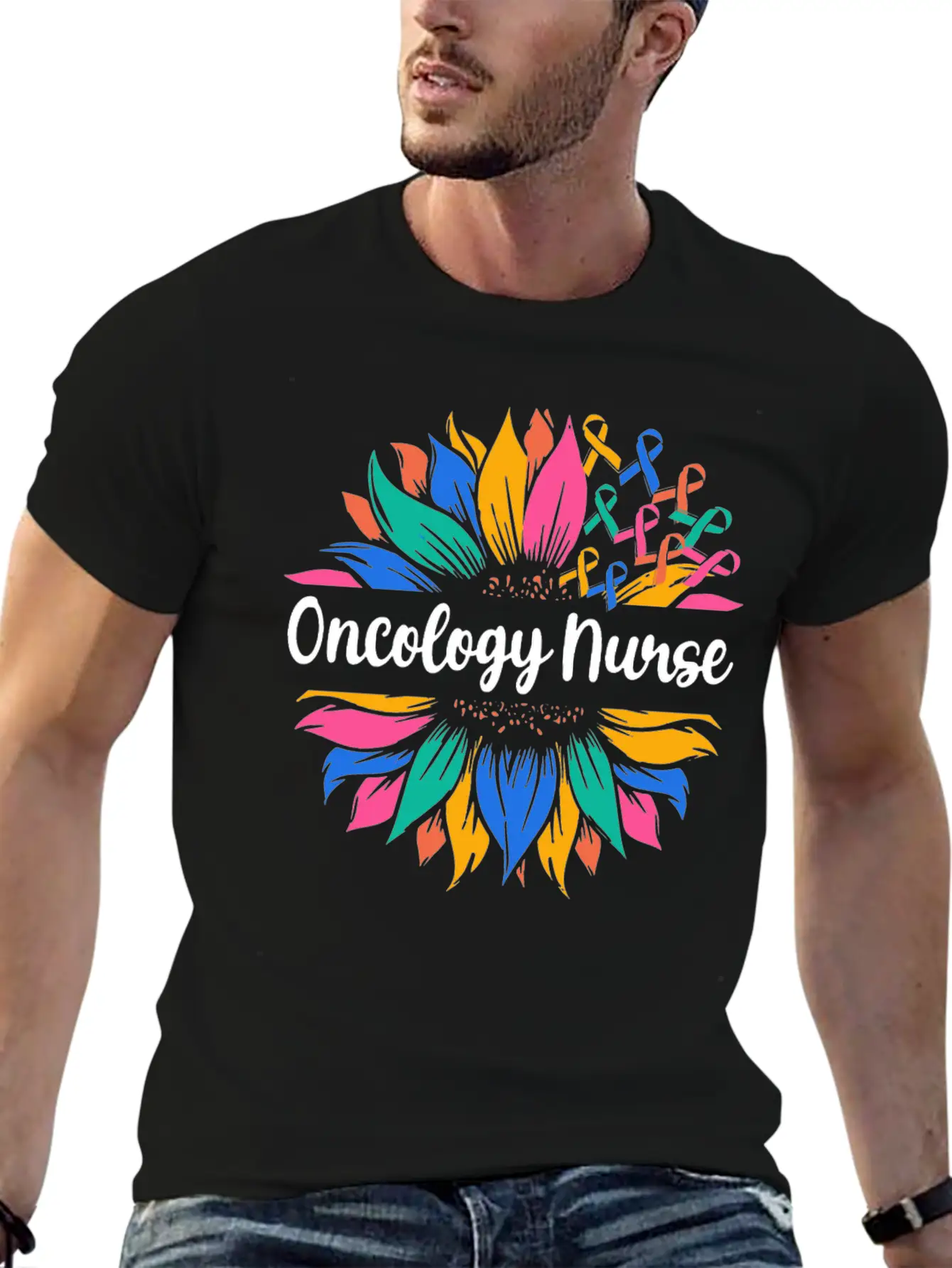 Oncology Nurse Sunflower Basic Graphic T-Shirt – Daily Comfort In Soft Cotton