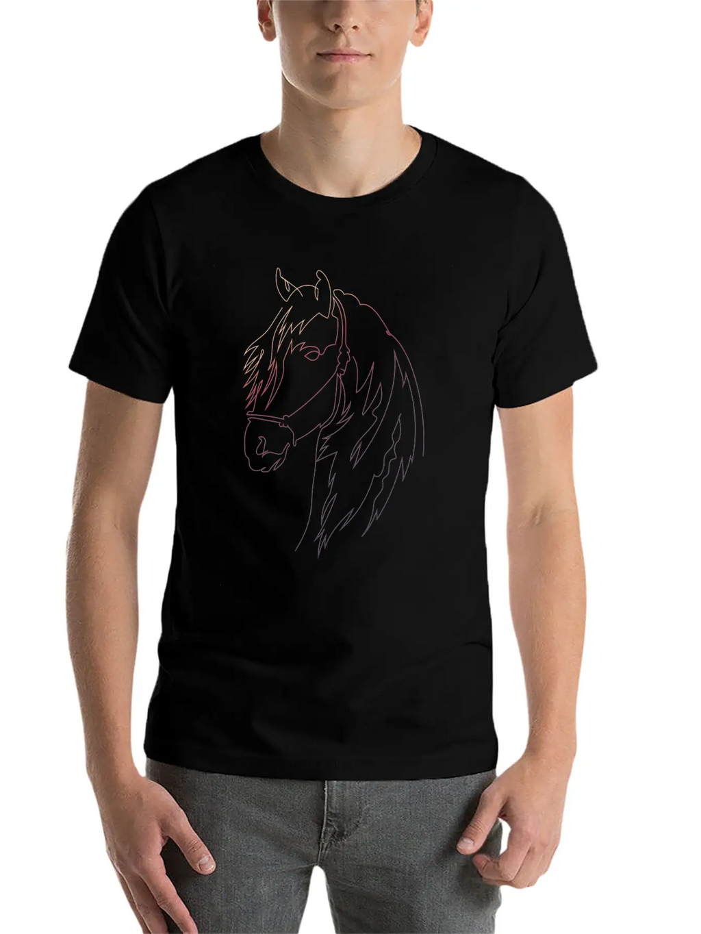 One Line Art Horse Breathable Graphic T-Shirt – Perfect For Casual Days