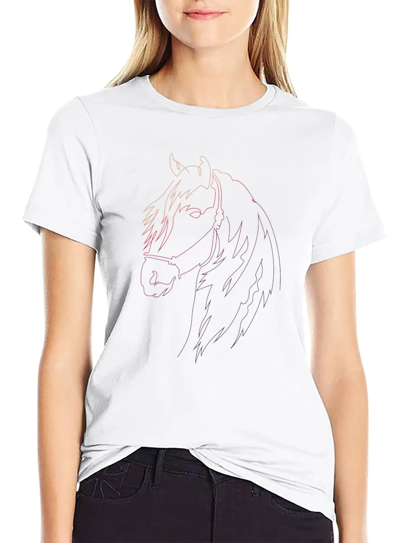 One Line Art Horse Breathable Graphic T-Shirt – Perfect For Casual Days
