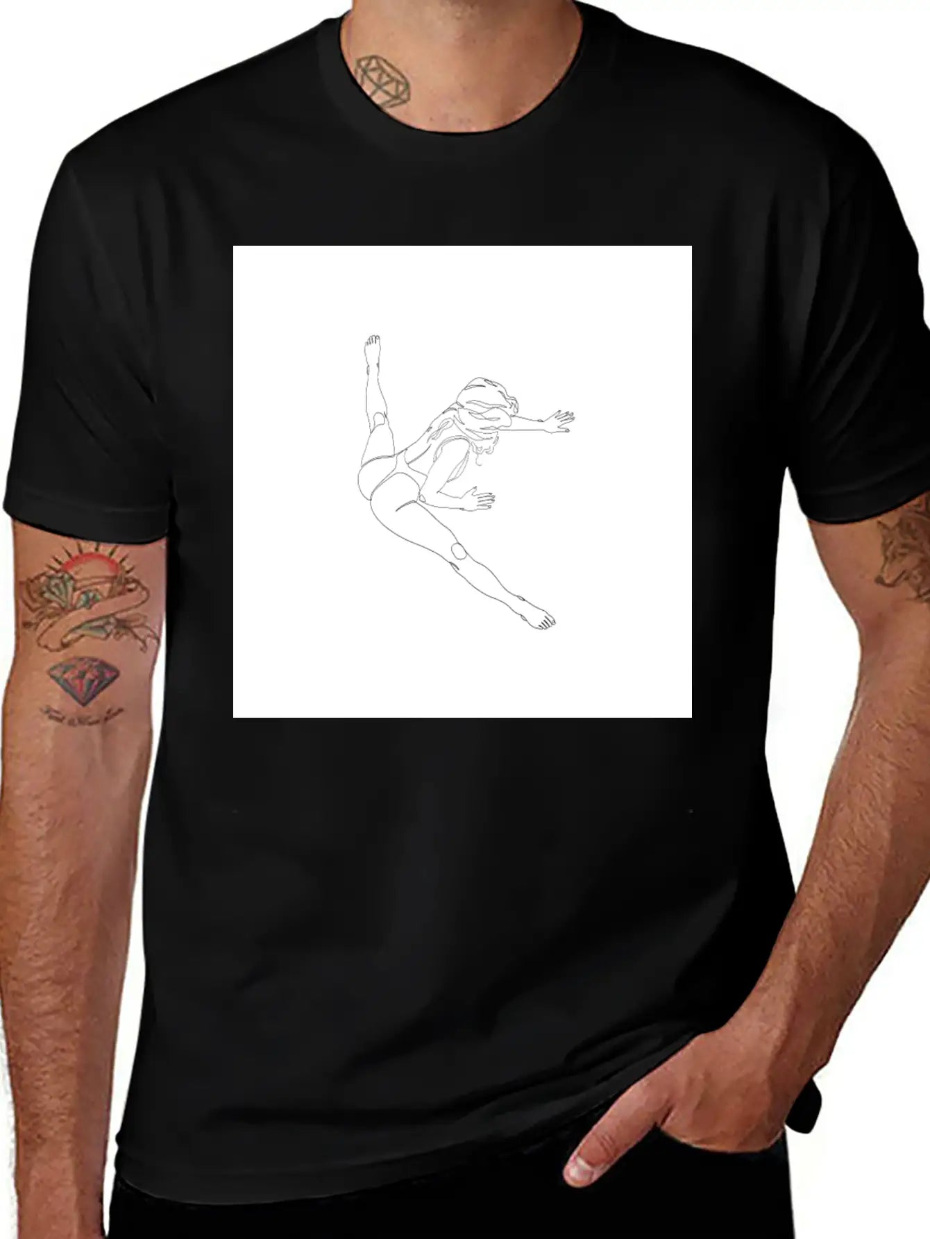 One Line Art Onelineart Digital Girl No 19 Poster Breathable Soft Cotton T-Shirt – Timeless Casual Look
