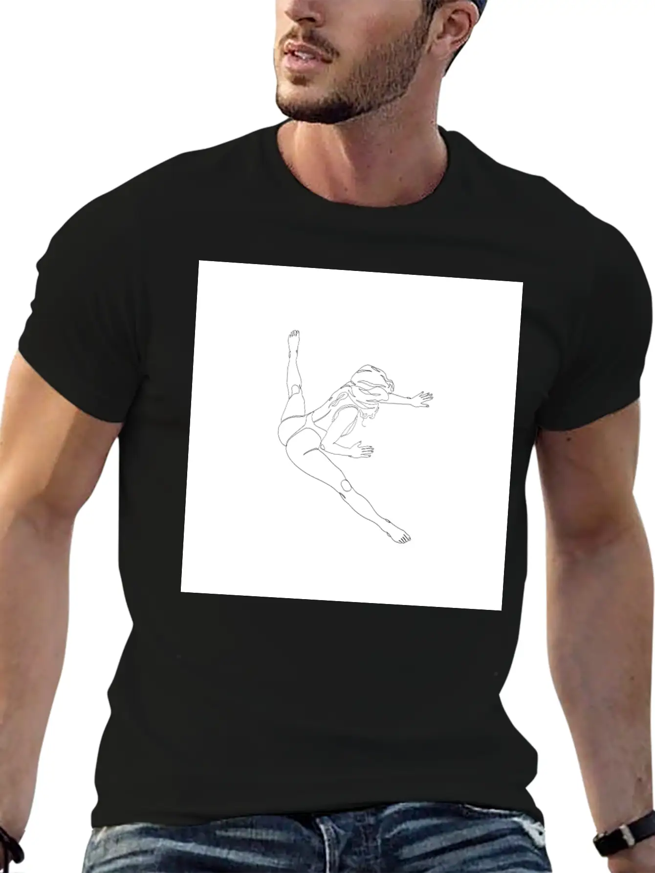 One Line Art Onelineart Digital Girl No 19 Poster Breathable Soft Cotton T-Shirt – Timeless Casual Look