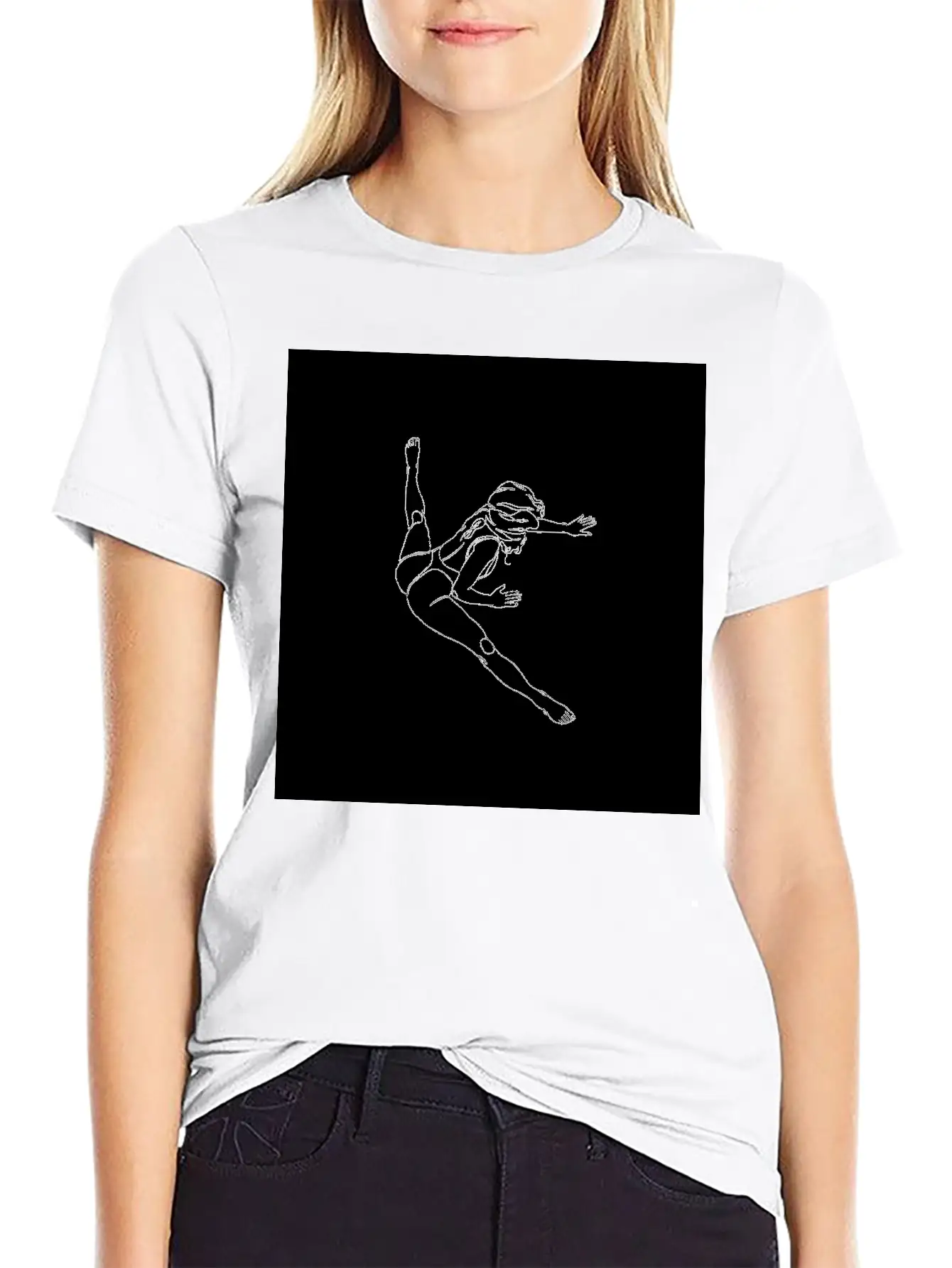 One Line Art Onelineart Digital Girl No 19 Poster Breathable Soft Cotton T-Shirt – Timeless Casual Look