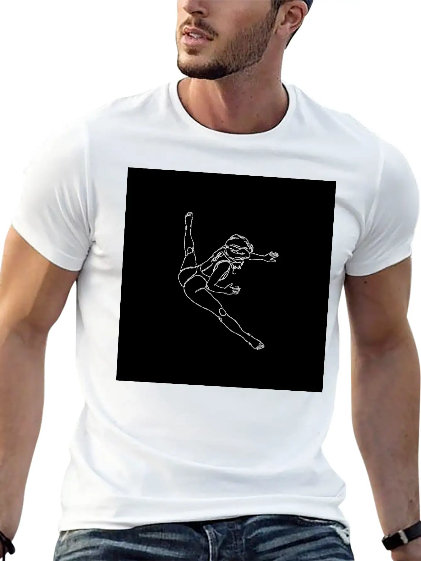 One Line Art Onelineart Digital Girl No 19 Poster Breathable Soft Cotton T-Shirt – Timeless Casual Look