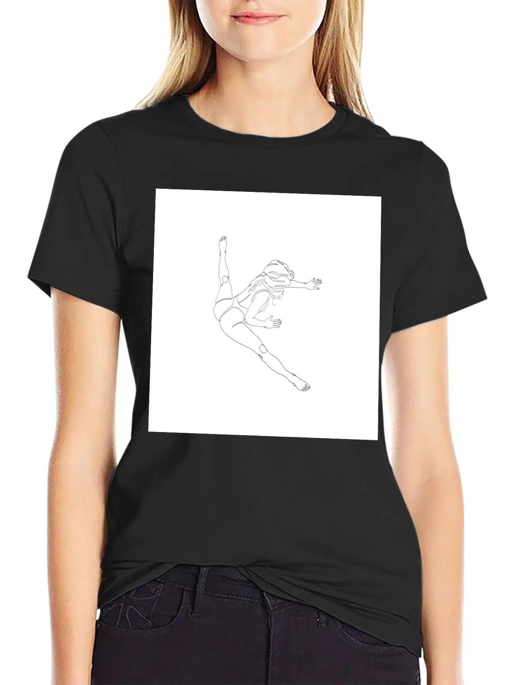 One Line Art Onelineart Digital Girl No 19 Poster Breathable Soft Cotton T-Shirt – Timeless Casual Look