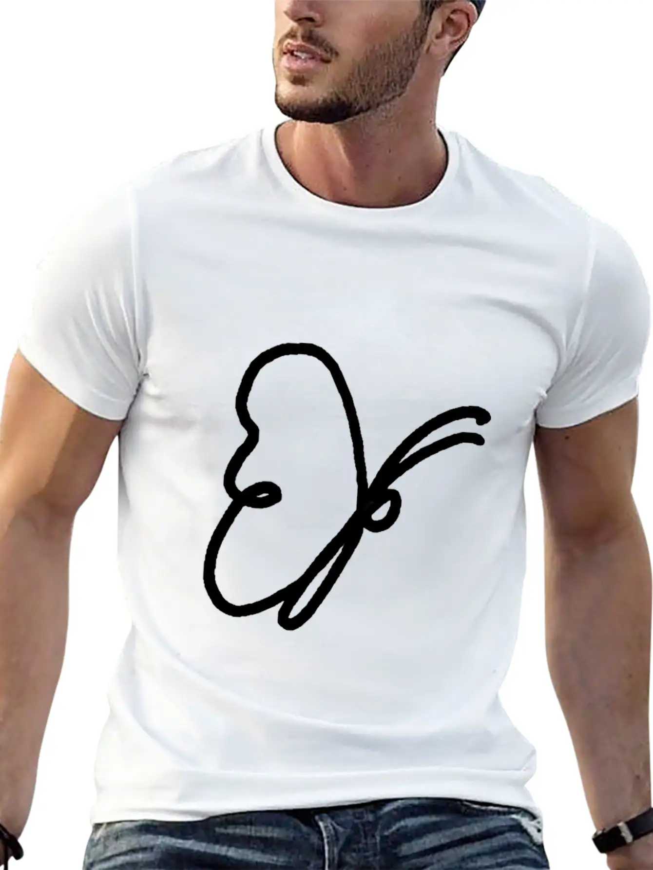 One Line Drawing Butterfly Classic Cotton Tee – Unisex Comfort For Any Season