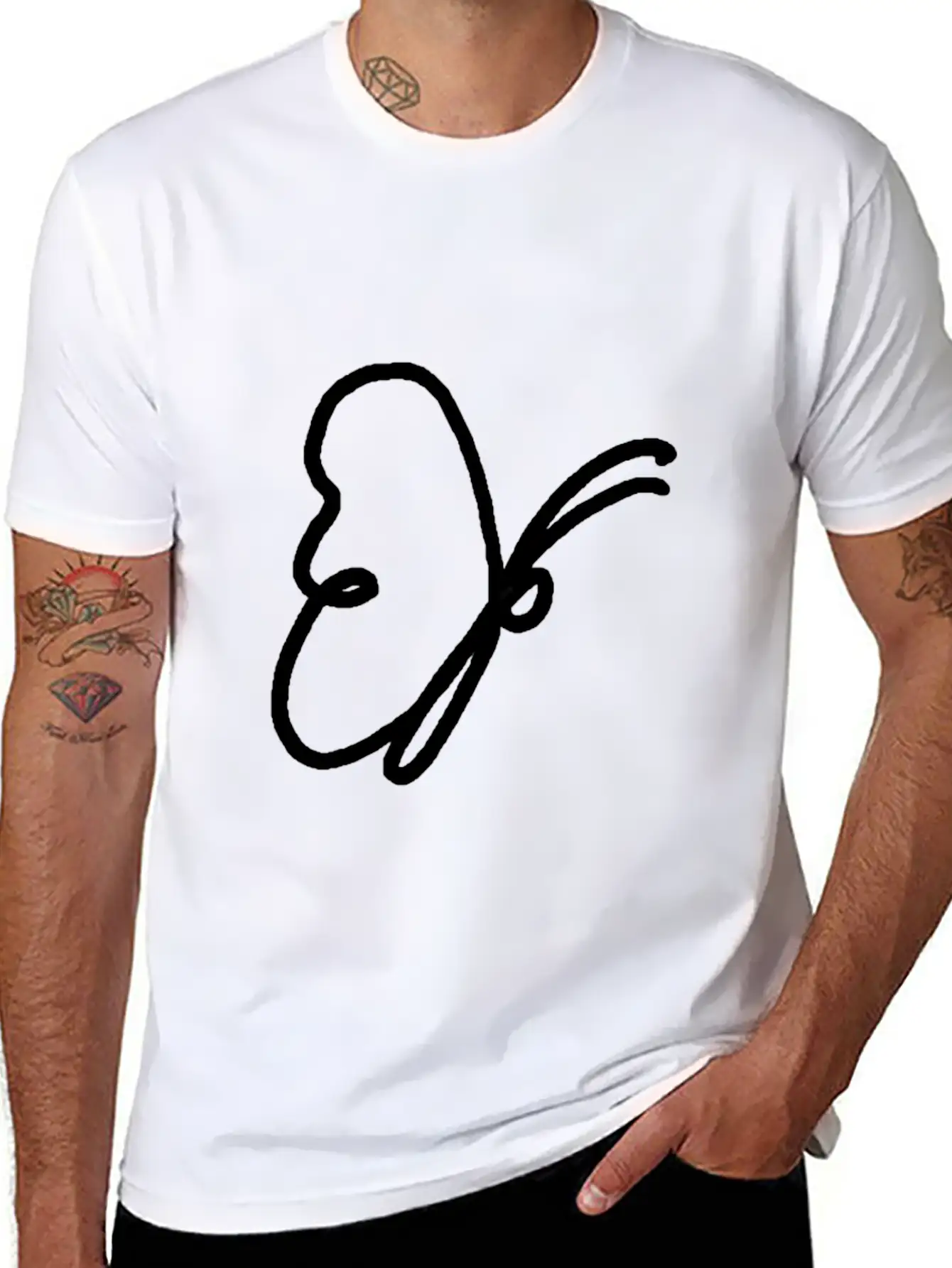 One Line Drawing Butterfly Classic Cotton Tee – Unisex Comfort For Any Season