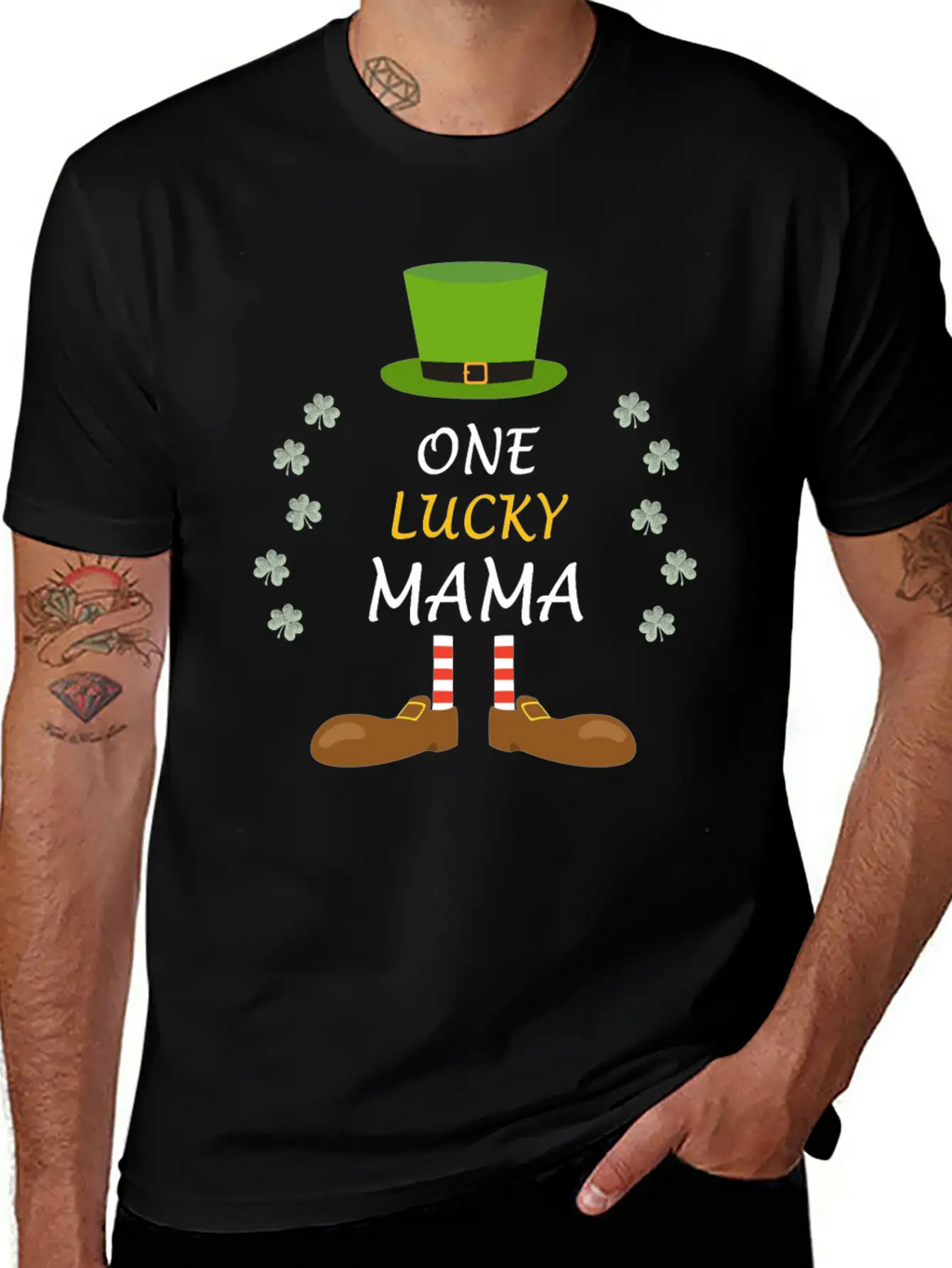 One Lucky Mama St Patricks Day Outfit Costume Gift Unisex Casual T-Shirt – Clean Design For Daily Comfort
