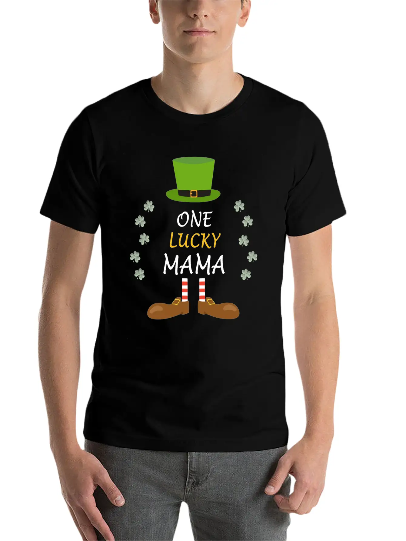 One Lucky Mama St Patricks Day Outfit Costume Gift Unisex Casual T-Shirt – Clean Design For Daily Comfort