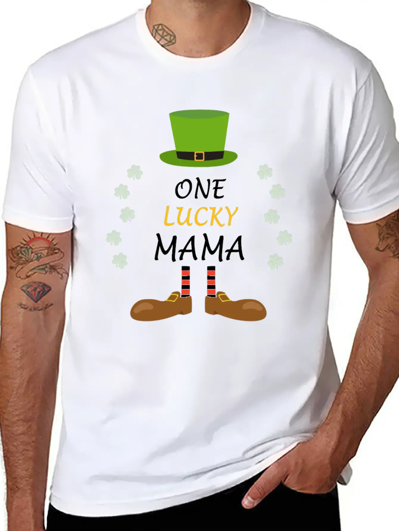 One Lucky Mama St Patricks Day Outfit Costume Gift Unisex Casual T-Shirt – Clean Design For Daily Comfort