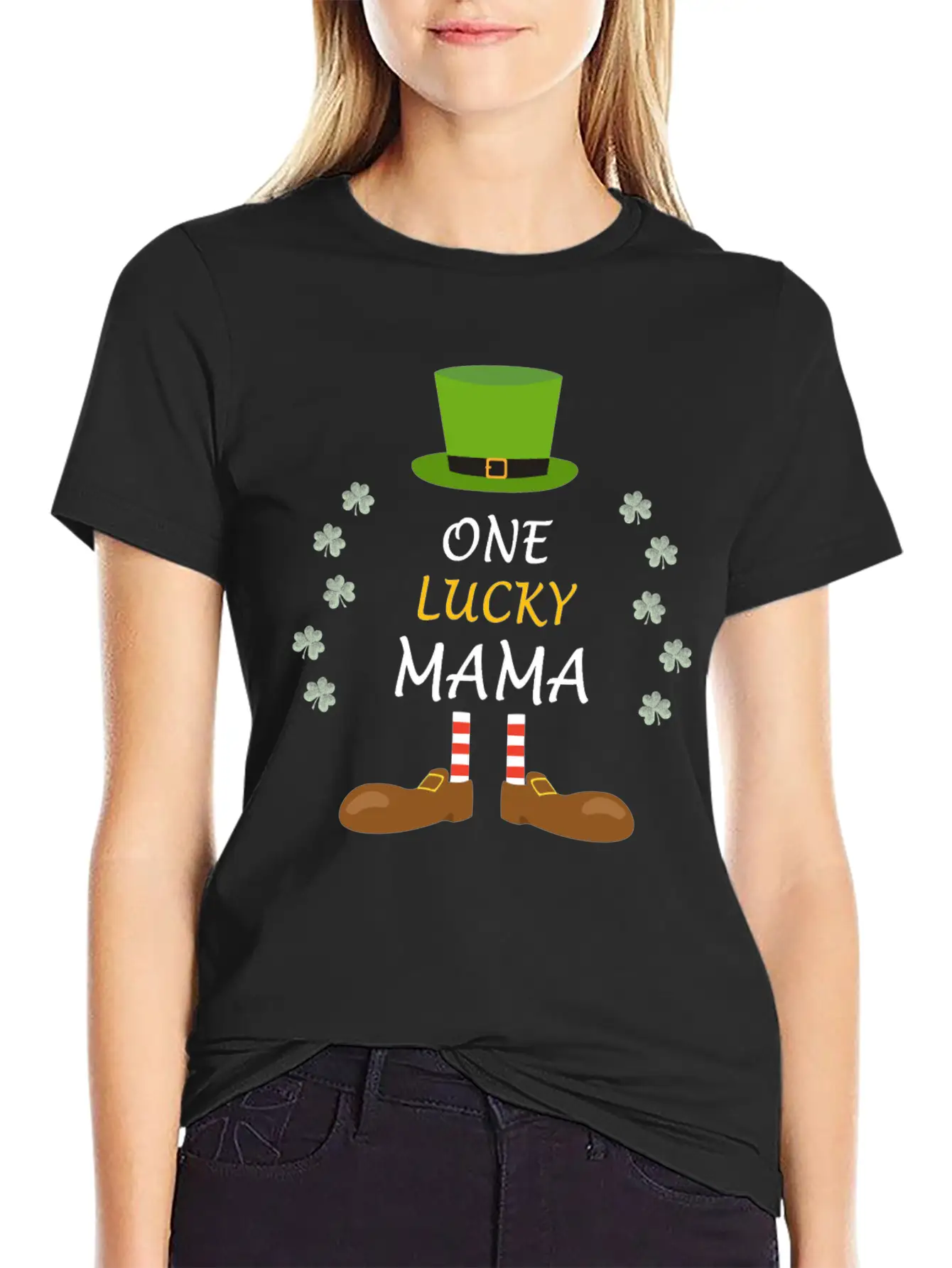 One Lucky Mama St Patricks Day Outfit Costume Gift Unisex Casual T-Shirt – Clean Design For Daily Comfort
