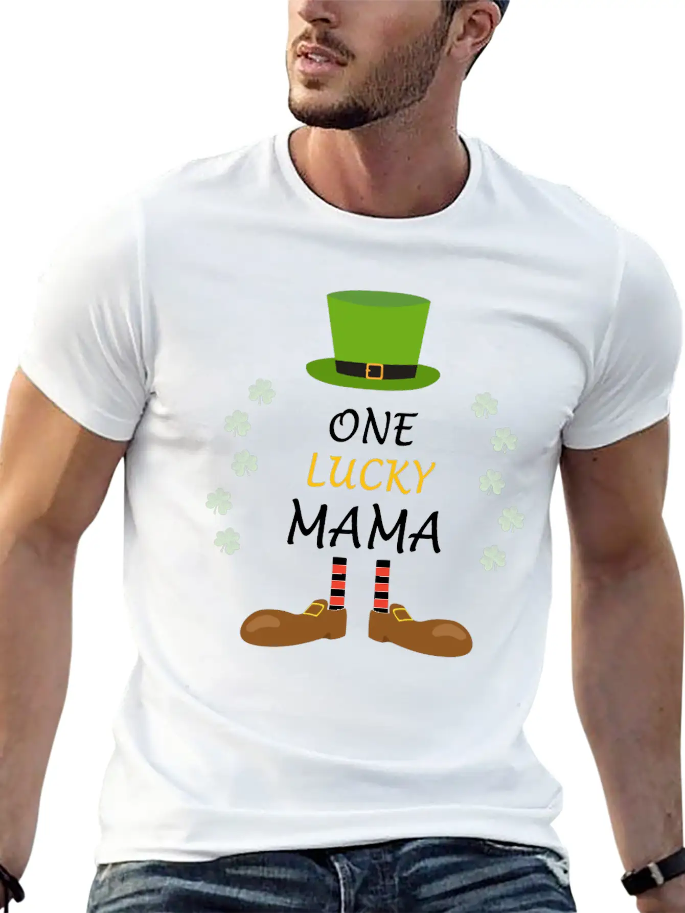 One Lucky Mama St Patricks Day Outfit Costume Gift Unisex Casual T-Shirt – Clean Design For Daily Comfort