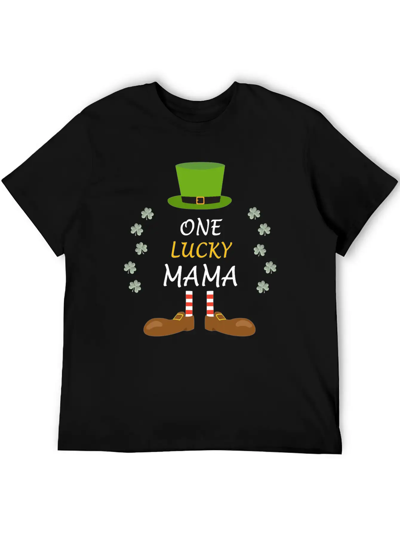 One Lucky Mama St Patricks Day Outfit Costume Gift Unisex Casual T-Shirt – Clean Design For Daily Comfort