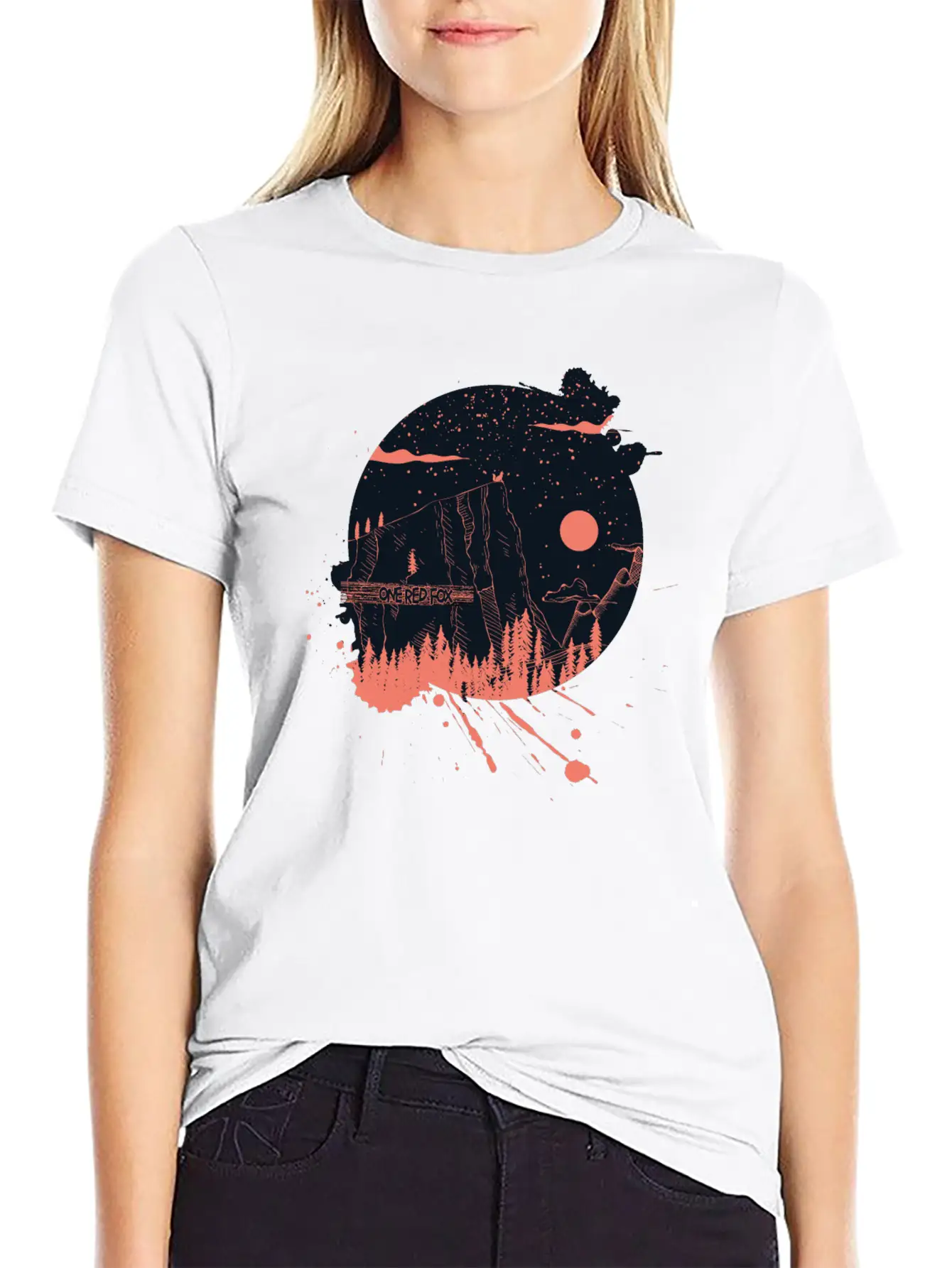 One Red Fox Breathable Graphic T-Shirt – Perfect For Casual Days