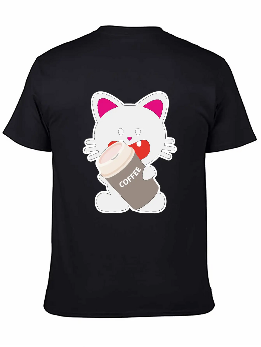 One Tooth Black Cat With Coffee To Take Out Breathable Graphic T-Shirt – Perfect For Casual Days
