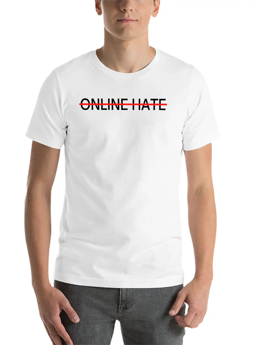 ONLINE HATE Cross Out - Stop Online Hate Classic Cotton Tee – Unisex Comfort For Any Season