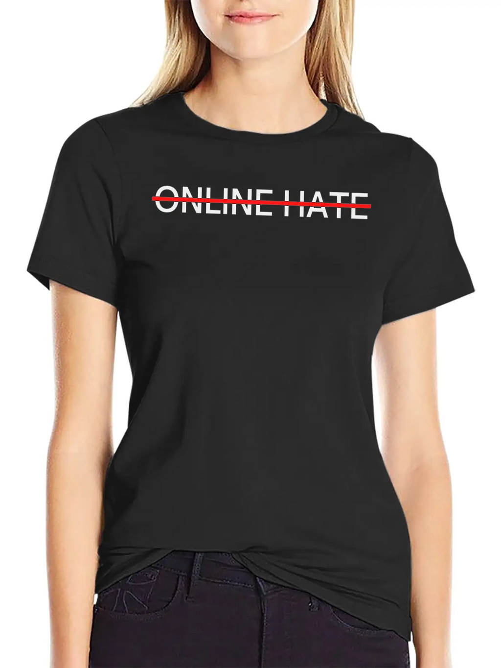 ONLINE HATE Cross Out - Stop Online Hate Classic Cotton Tee – Unisex Comfort For Any Season