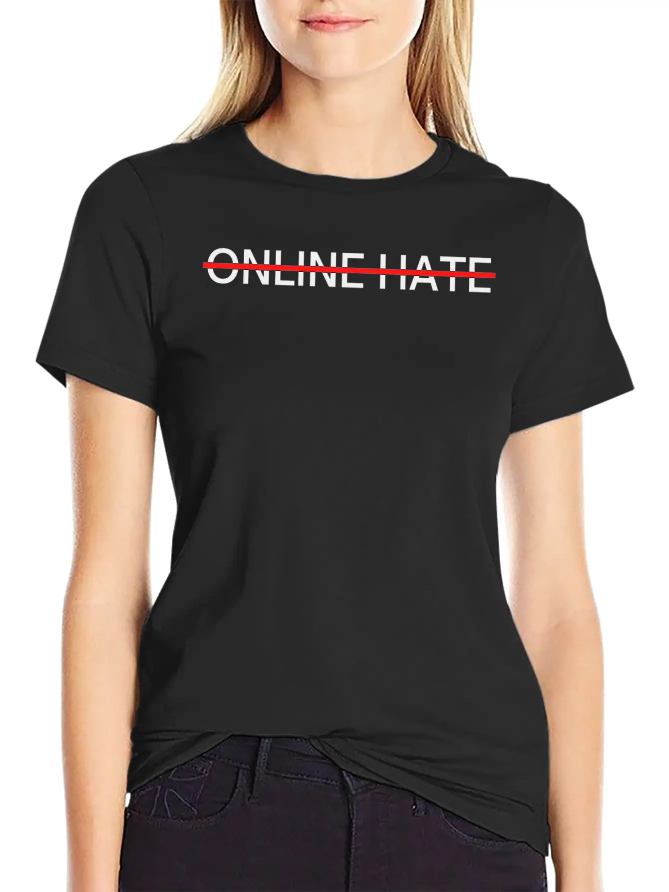 ONLINE HATE Cross Out - Stop Online Hate Classic Cotton Tee – Unisex Comfort For Any Season