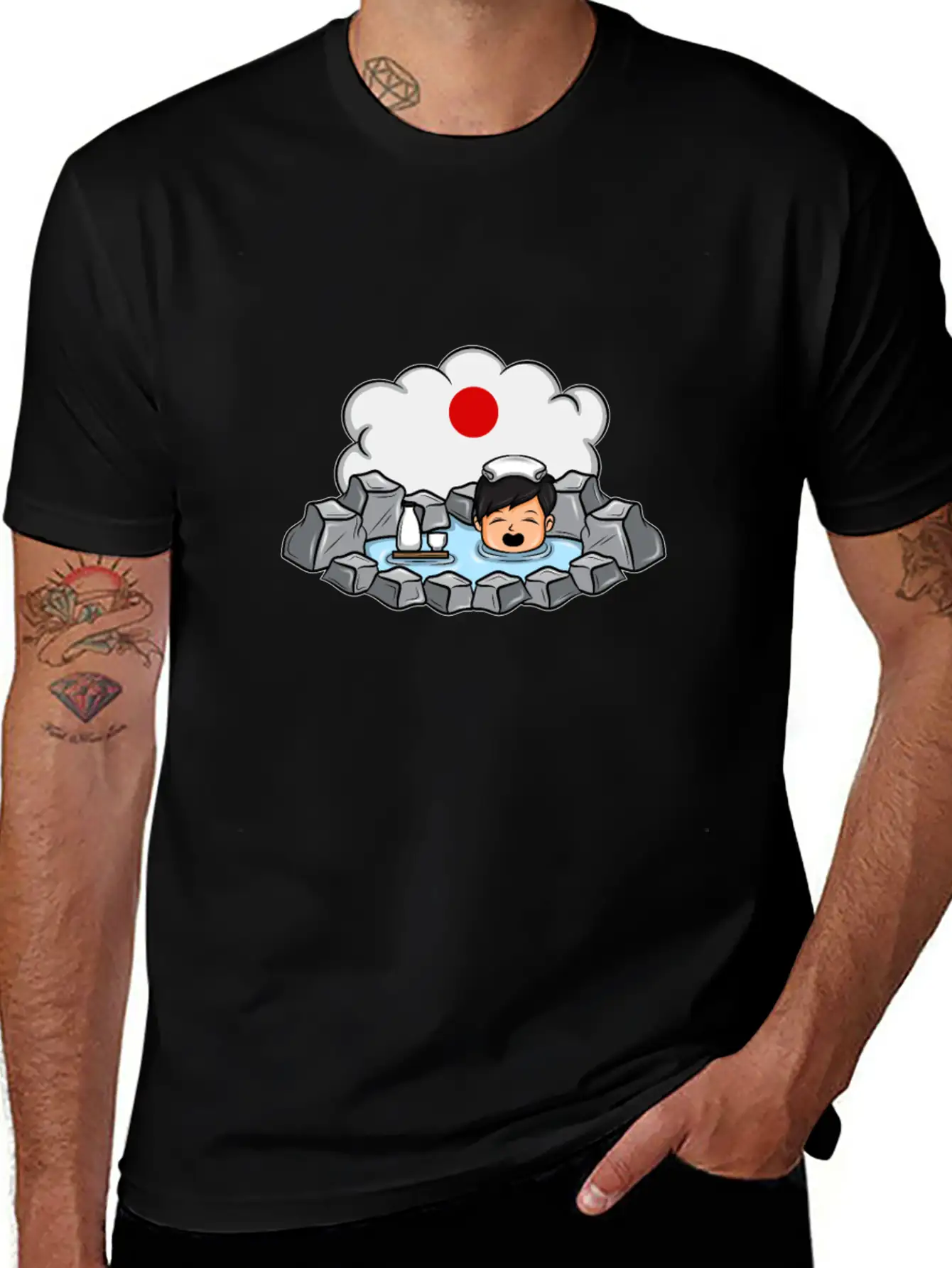 Onsen Hot Spring Bath Geisha Japanese Gift Essential Cotton Tee For Daily Outfits – Unisex Style