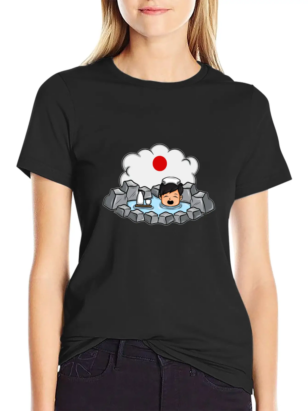Onsen Hot Spring Bath Geisha Japanese Gift Essential Cotton Tee For Daily Outfits – Unisex Style