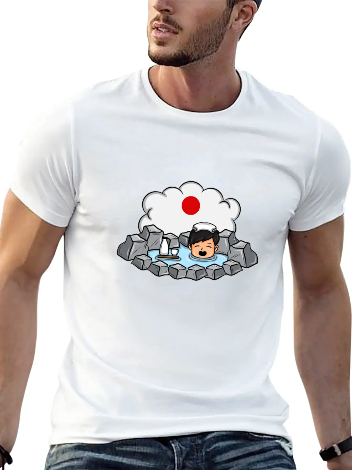 Onsen Hot Spring Bath Geisha Japanese Gift Essential Cotton Tee For Daily Outfits – Unisex Style