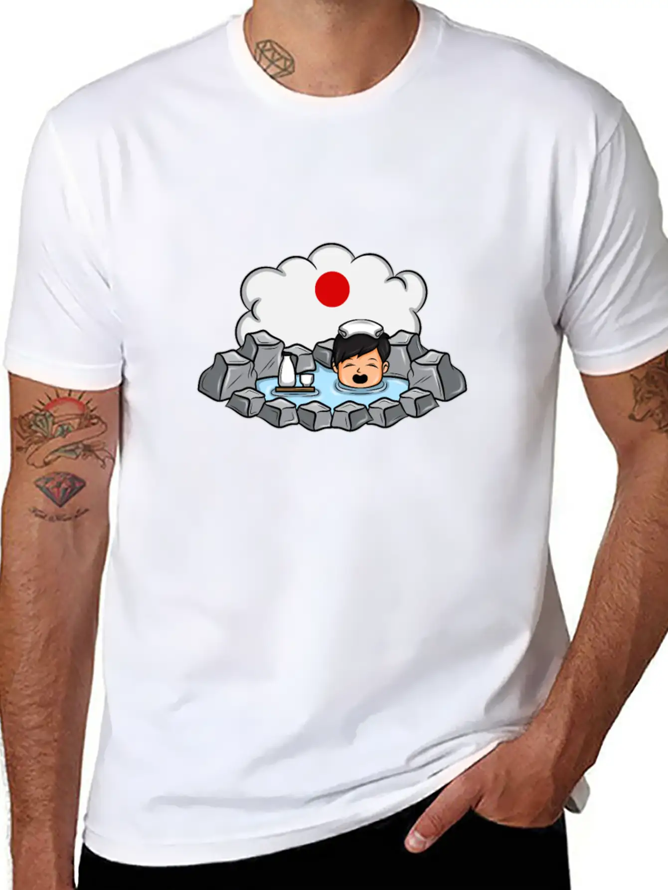 Onsen Hot Spring Bath Geisha Japanese Gift Essential Cotton Tee For Daily Outfits – Unisex Style