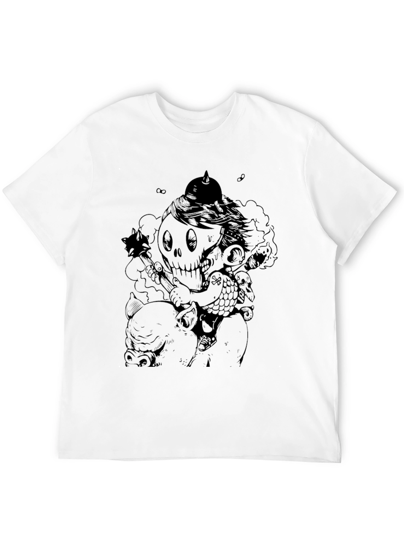 Dark Humor Graphic Tee - Skull Rider Pig