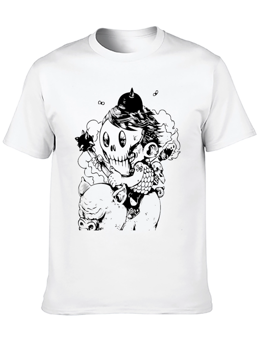 Dark Humor Graphic Tee - Skull Rider Pig