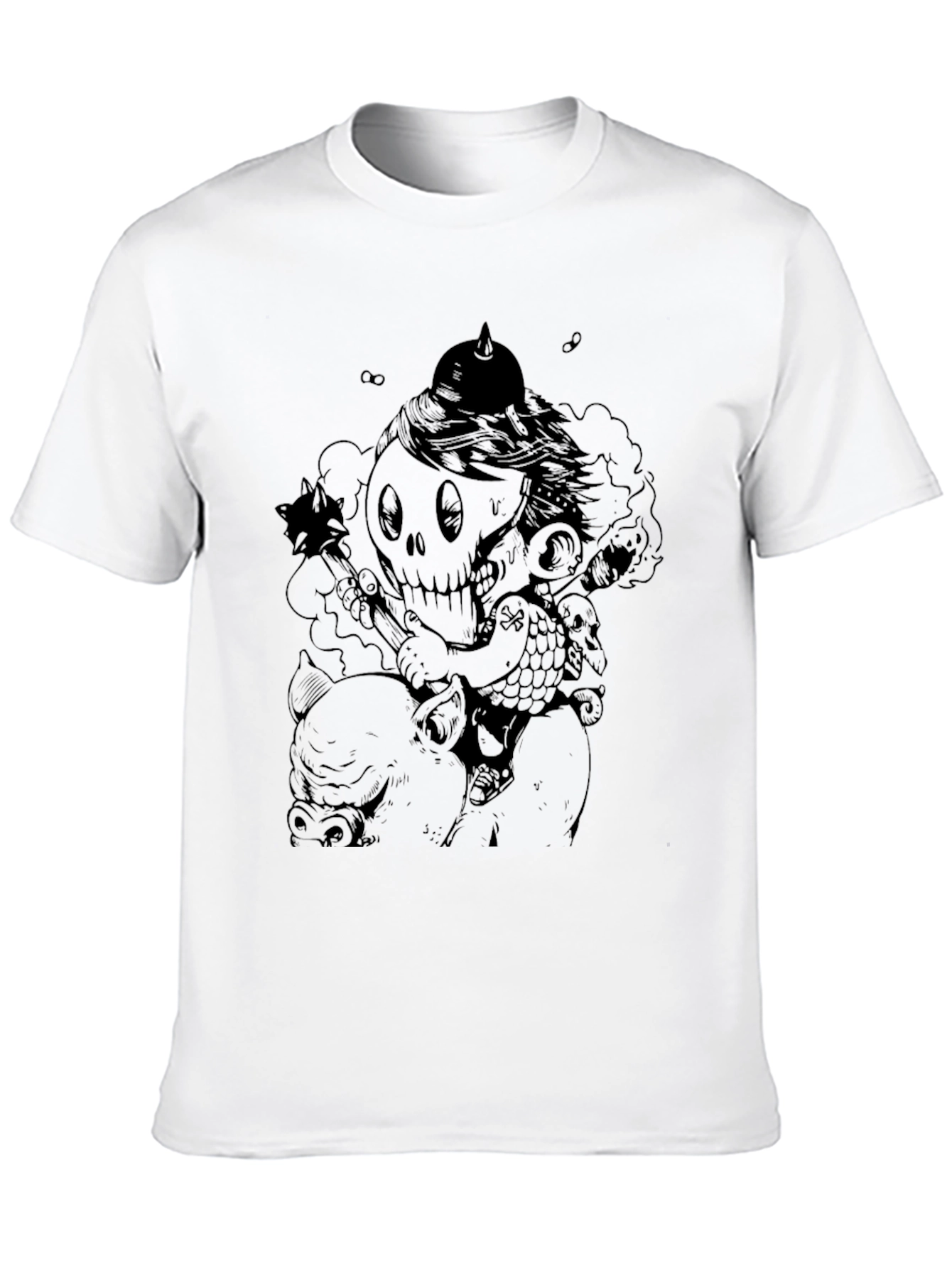 Dark Humor Graphic Tee - Skull Rider Pig