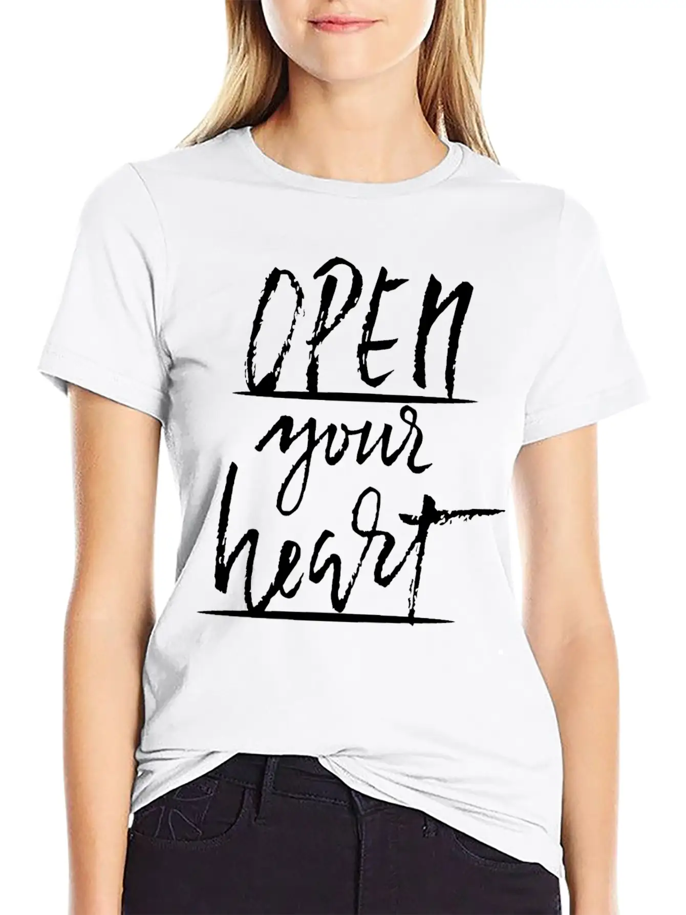 Open Your Heart Basic Graphic T-Shirt – Daily Comfort In Soft Cotton