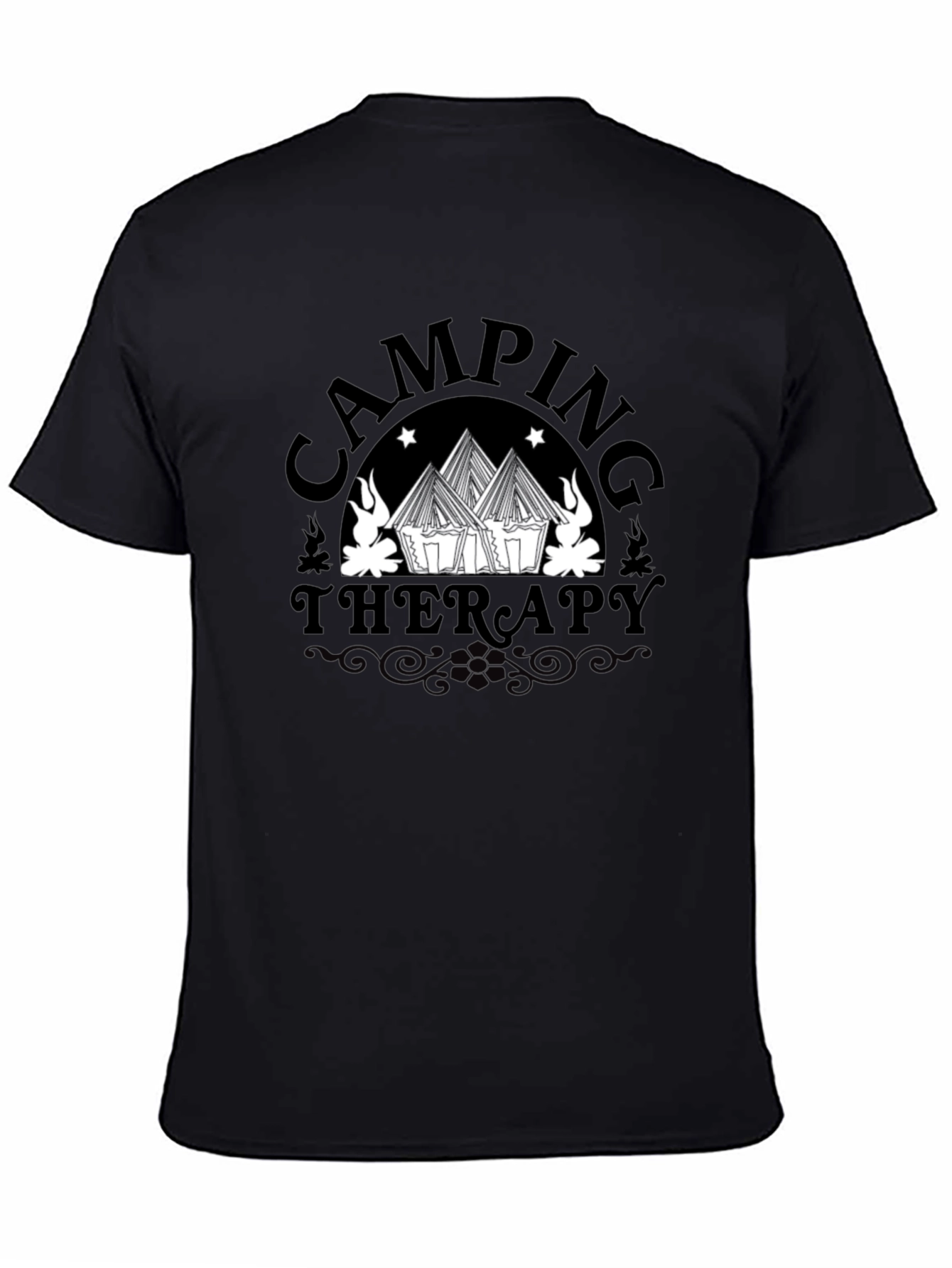 Camping Therapy Graphic Tee - Black
