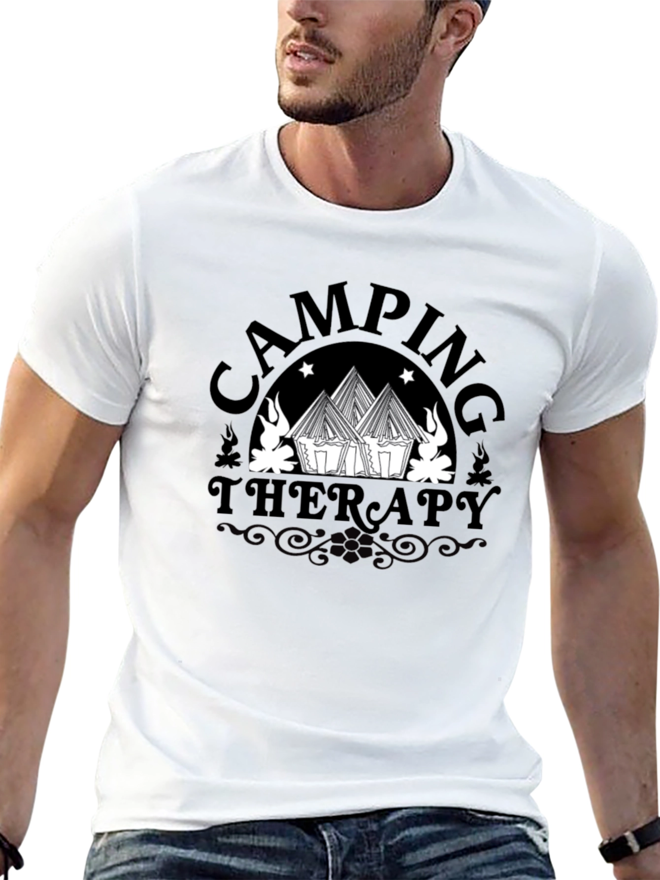 Camping Therapy Graphic Tee - Black
