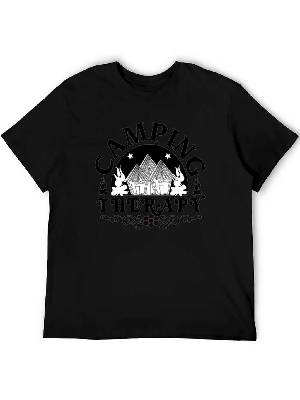 Camping Therapy Graphic Tee - Black